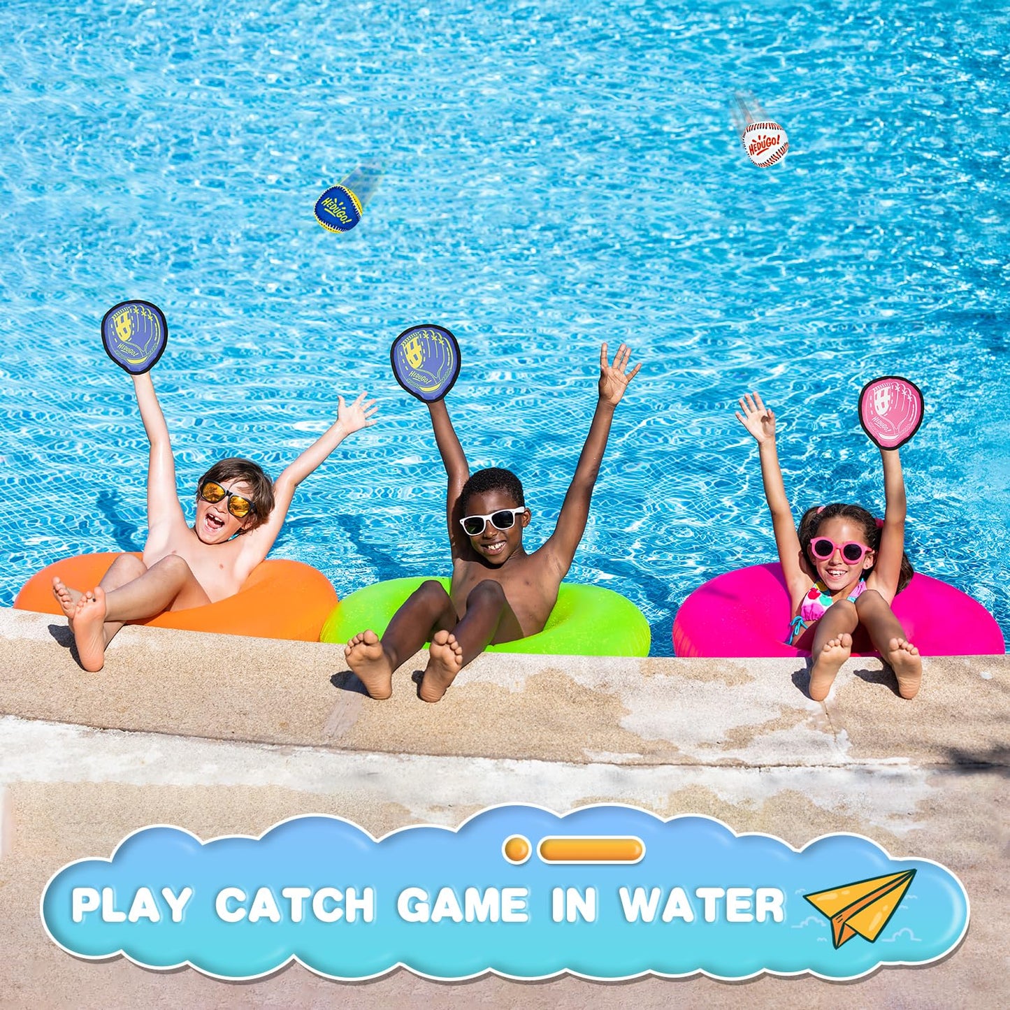 HEDUGO Toss and Catch Game Set Classical Outdoor Toys for Kids at The Beach, Yard, or Park Outside Games 4 Paddles 4 Balls Family Games for Kids and Adults Easter Toys Gifts