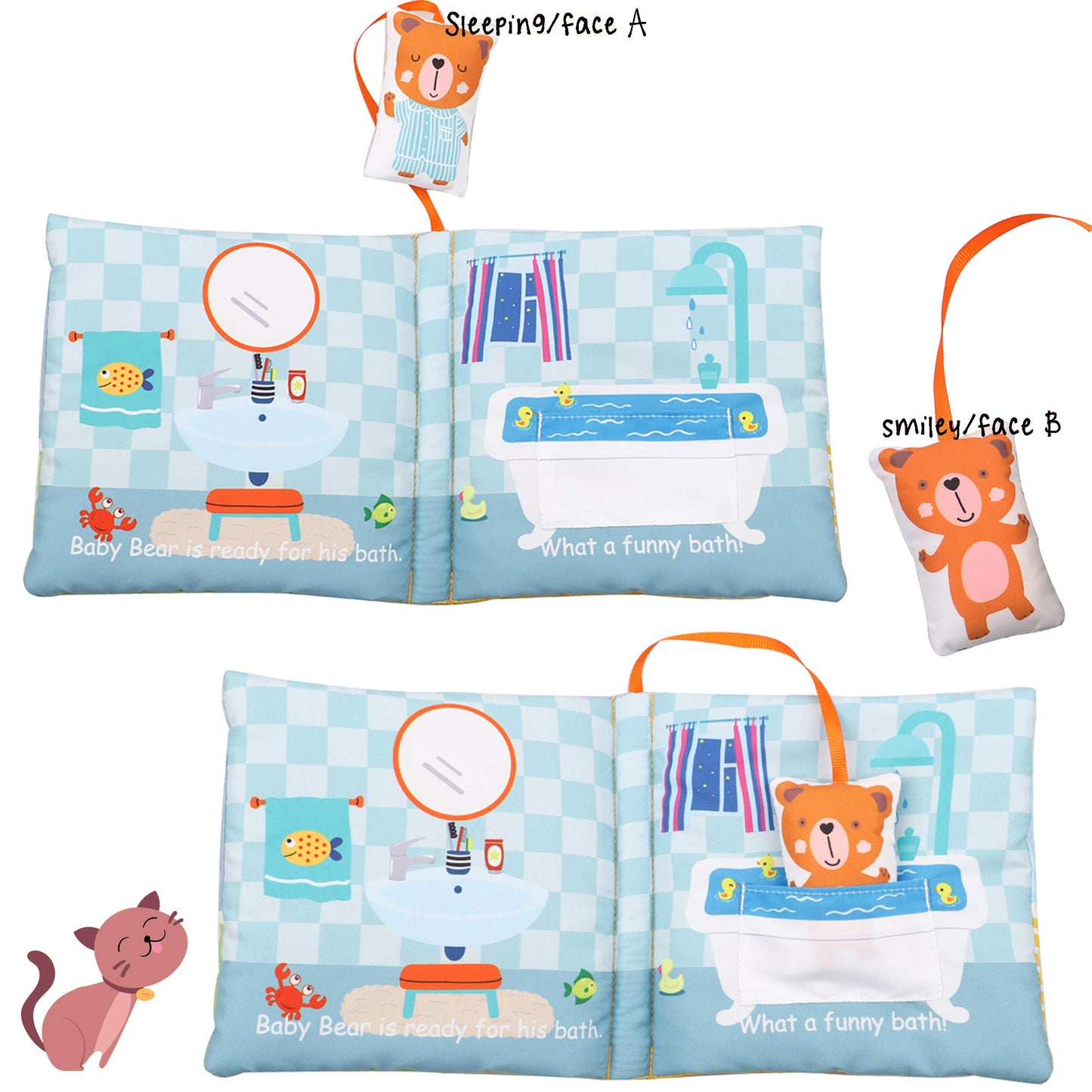 Fish Baby Crinkle Books with Teddy Bear Book Toys for Newborn Babies Infants 0-6, 6-12 and 12-18 Months, Books for 1 Year Old