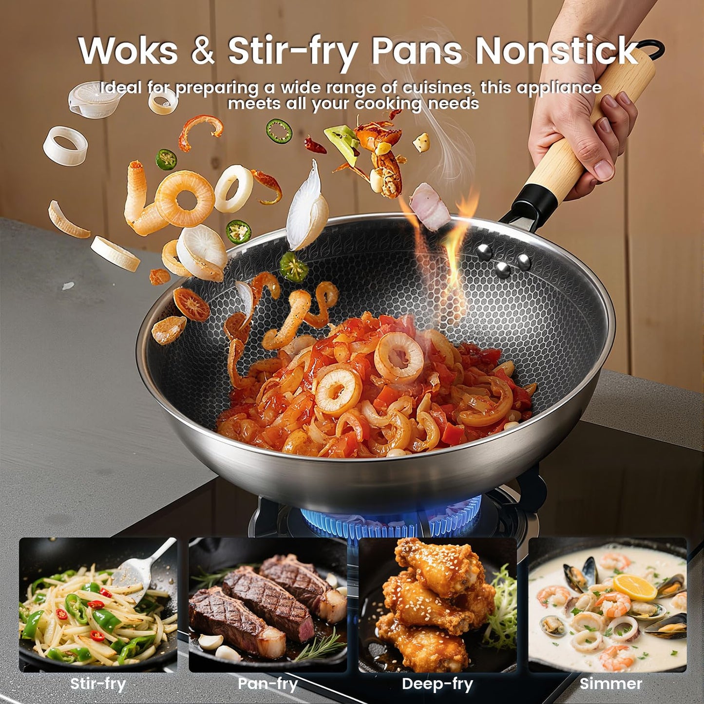 Abangdun Concave Induction Wok Cooktop 1700W 120V – Continuous Non-Pulsed Heating Stir Fry Burner for Asian Cooking, Stainless Steel Wok Induction Burner for Round Bottom Woks