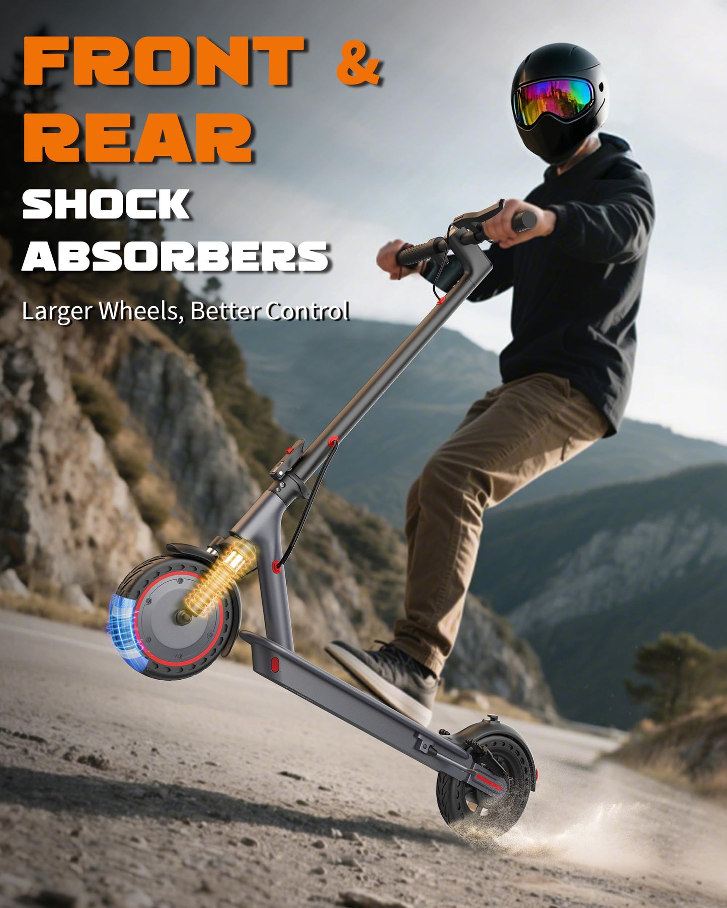 VOLPAM 10 Inches Electric Scooter, Dual Suspension, 21 MPH Top Speed, 500W Powerful Motor, 28 Miles Long Range, Dual Braking, Max Load 264 lbs