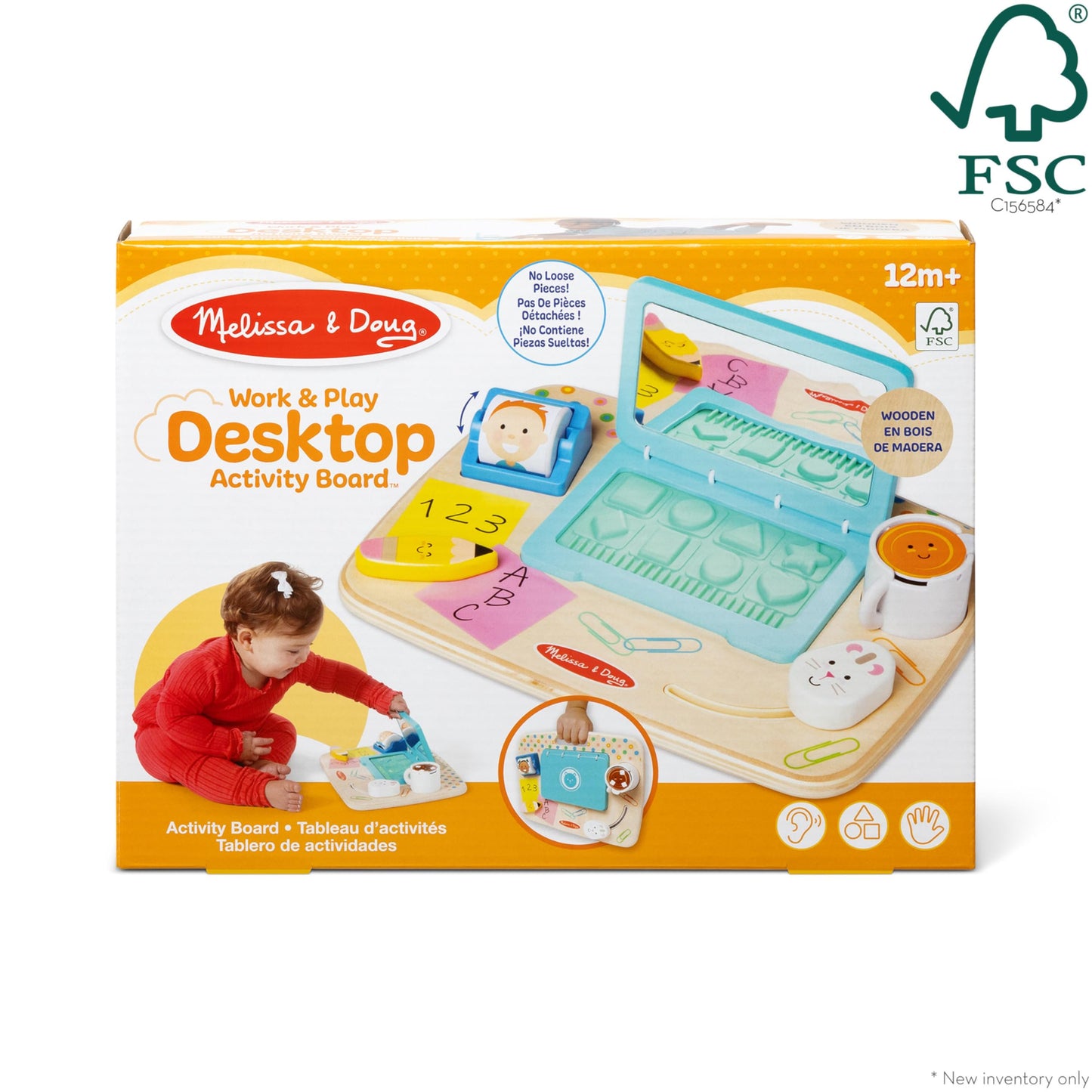 Melissa & Doug Wooden Work & Play Desktop Activity Board Infant and Toddler Sensory Toy - FSC-Certified