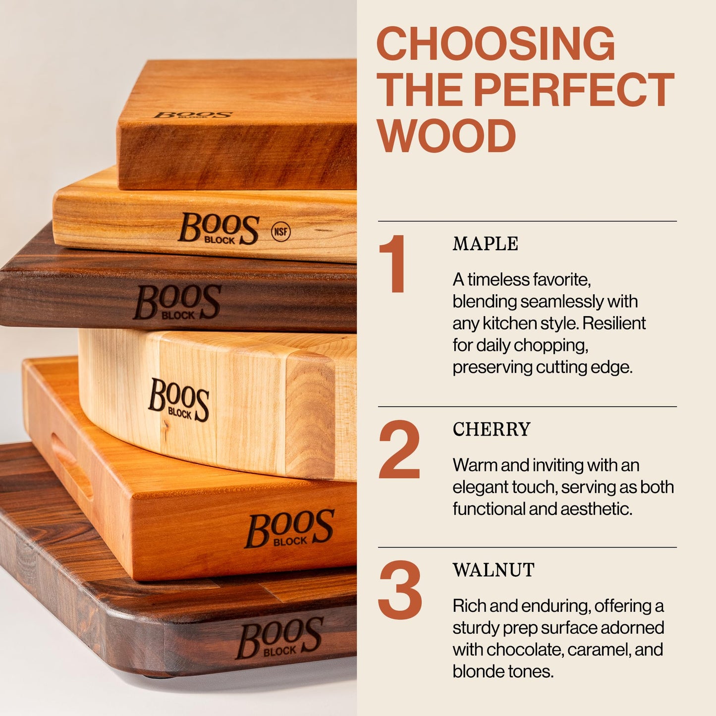 John Boos R-Board Series Rectangular Wooden Cherry Cutting Board 18”x12” – 1.5” Thick, 7-lb Reversible Butcher Block with Edge-Grain & Finger Grips – Made in the USA