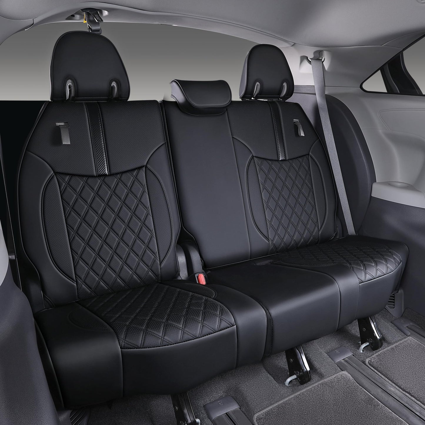 OURPLOT Custom Fit Sienna Seat Covers for 2021-2026 Toyota Sienna LE XLE 8-Passenger, Waterproof Faux Leather Full Set Airbag Compatible 3-Row Car Seat Protectors (Black)