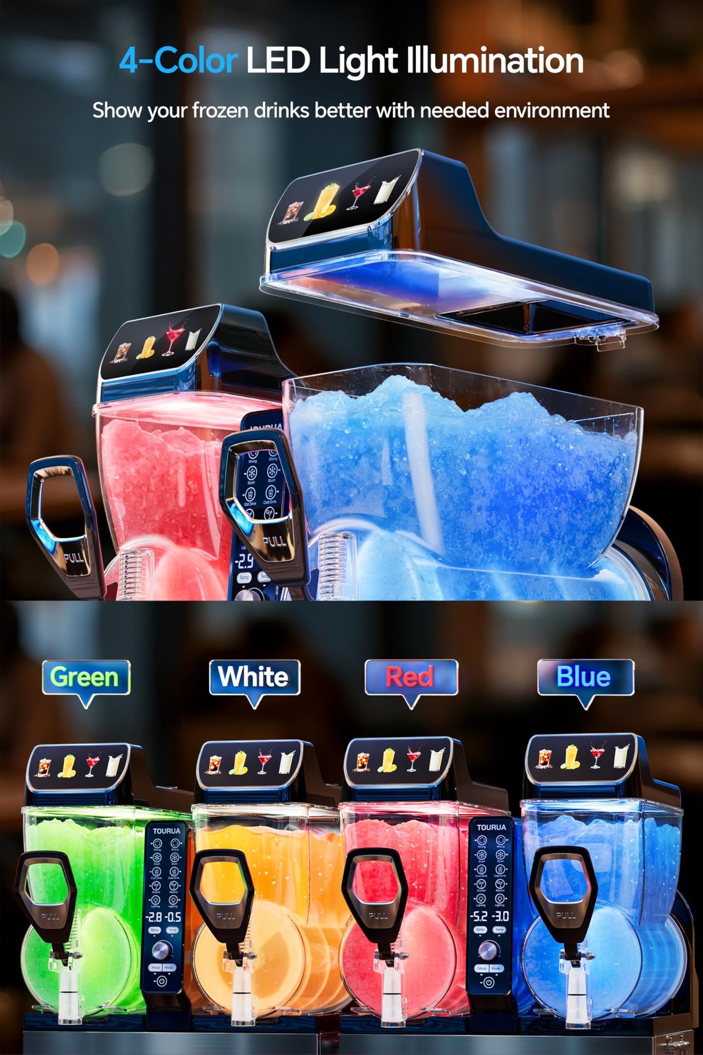 Tourua Commercial Slushie Machine, Margarita Daiquiri Wine Frappe Slush Frozen Drink Machine, 30L