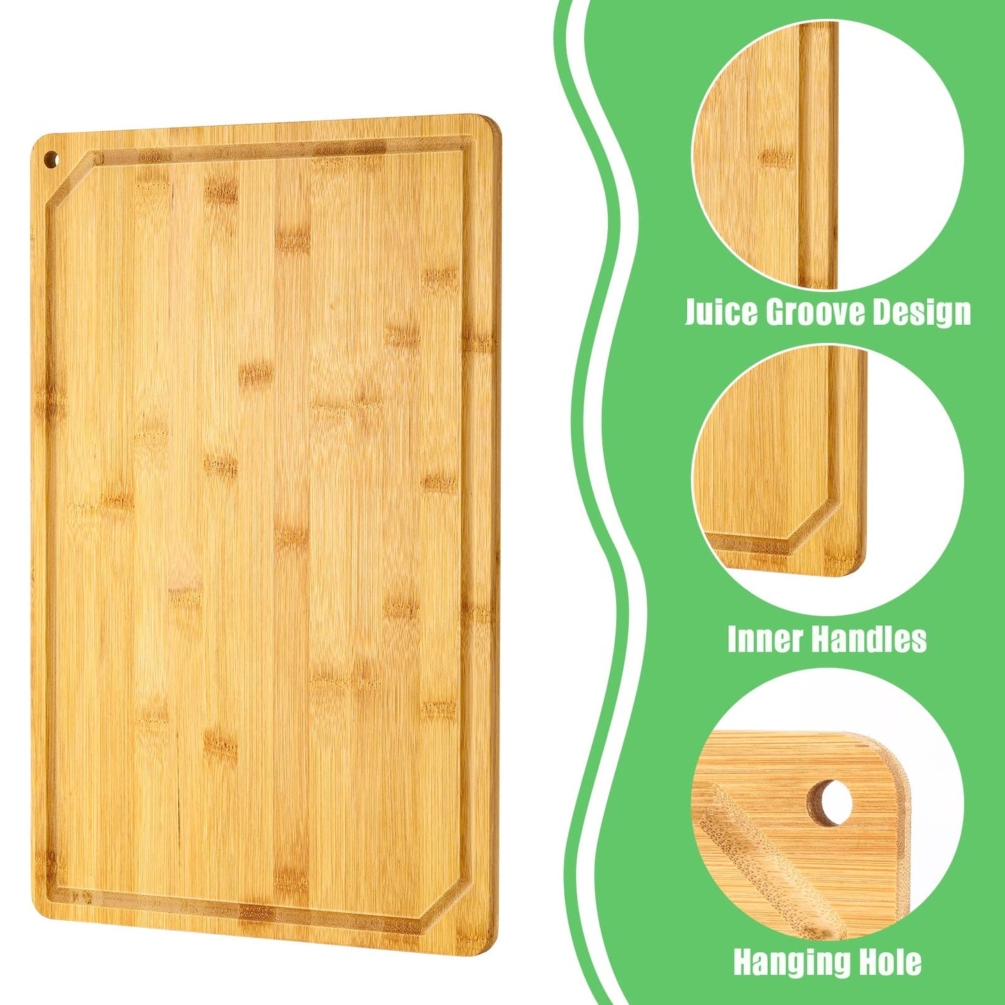 Eaasty 12 Set Extra Large Plain Cutting Board Bulk Heavy Duty Wood Cutting Boards Set with Juice Groove for Kitchen Wedding Housewarming Crafts Gifts, Pre Oiled (18" x 12",Bamboo)