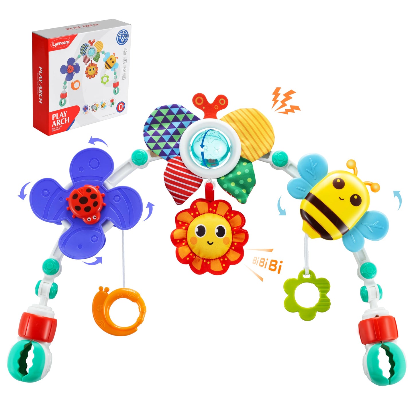 Lynncare Adjustable Arch Bassinet Toys for Infant & Toddlers, Stroller Arch, Baby Crib Toys with Fascinating Hanging for Stimulating Baby’s Senses and Developing Motor Skills