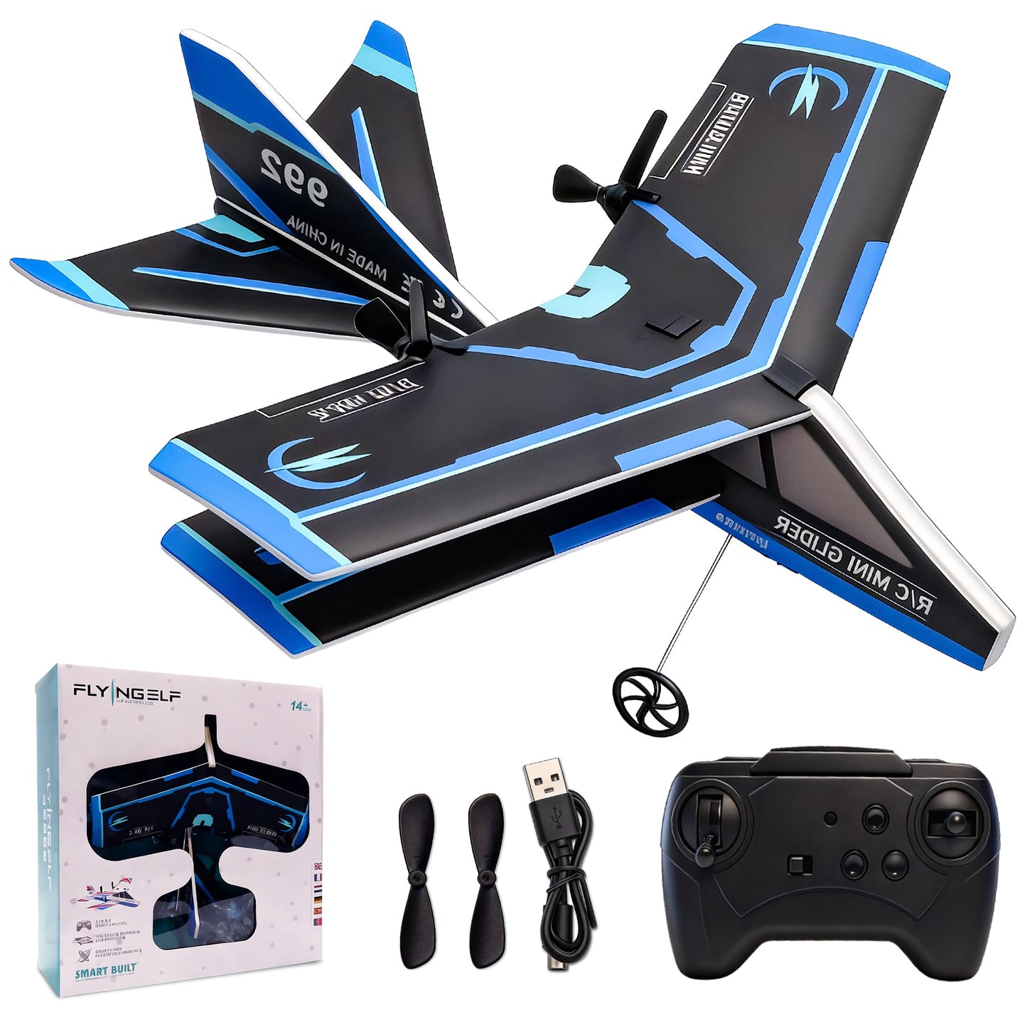 Rc Plane, Remote Control Airplane for Boys Kids 8-12 Adults Toy Flying Airplane Skyriders Rc Jet Easy to Fly Outdoor Glider for Kids & Beginners (Black)