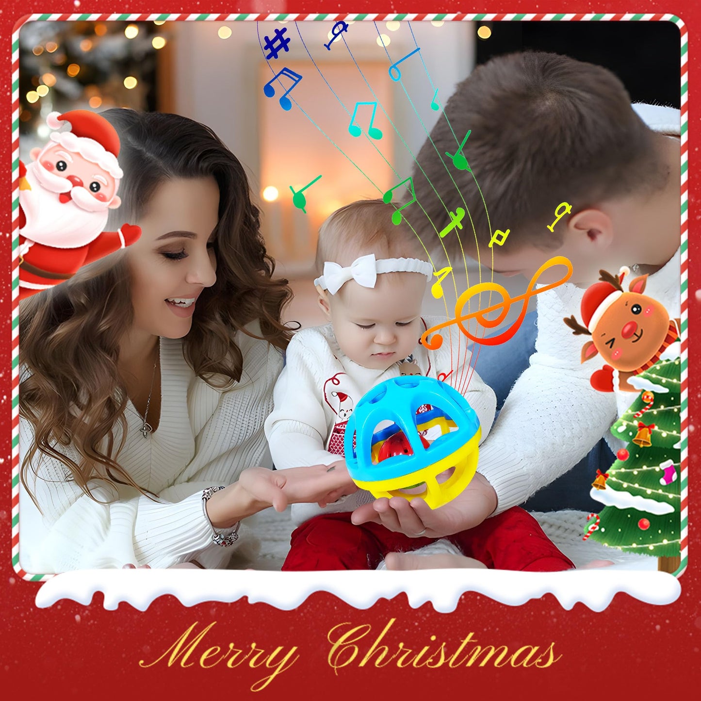 Baby Pop Up Toy with Music, Cause & Effect Pop-Up Animal Toys + Rattle Balls, Textured Easy-Grasp Sensory Balls, Interactive Montessori Learning Gifts for Babies 3-12 Months, 1 Year Old Boys & Girls