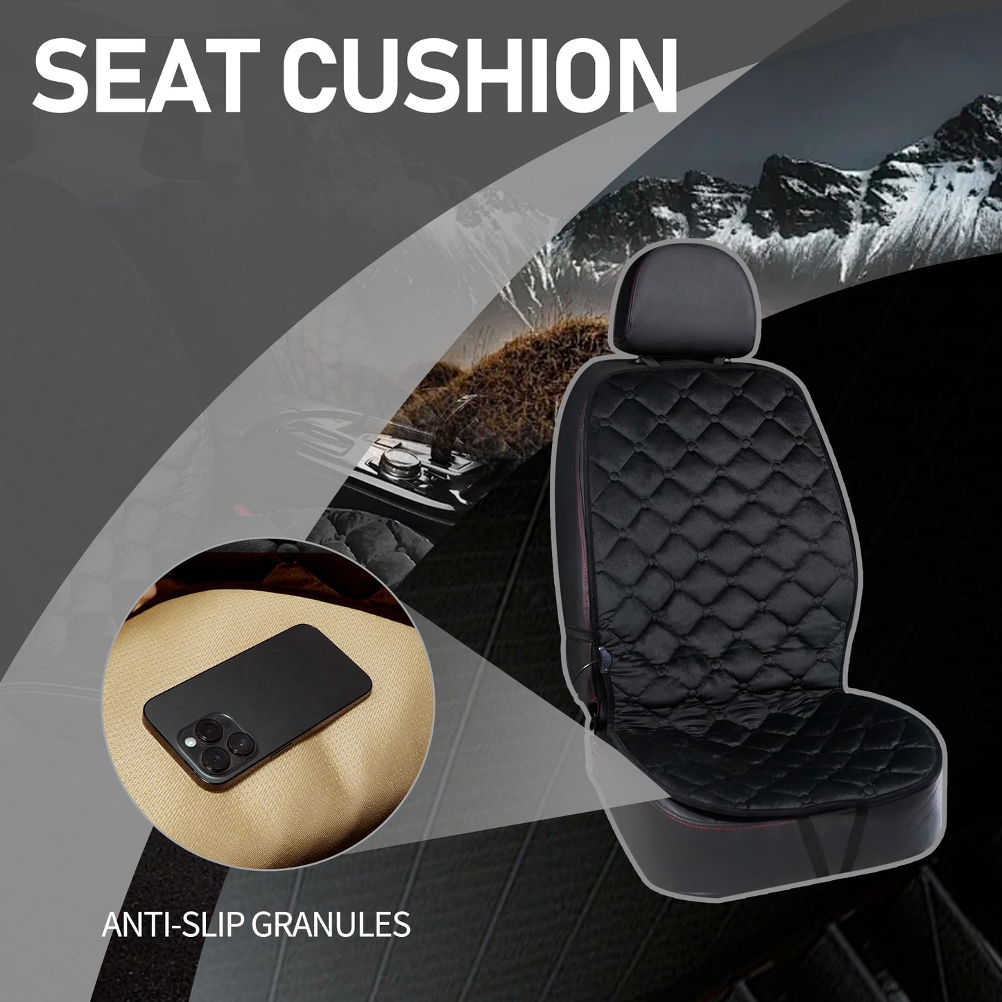 Fioqe Driver&Passenger Side Seat Cushion for Full Back-Black