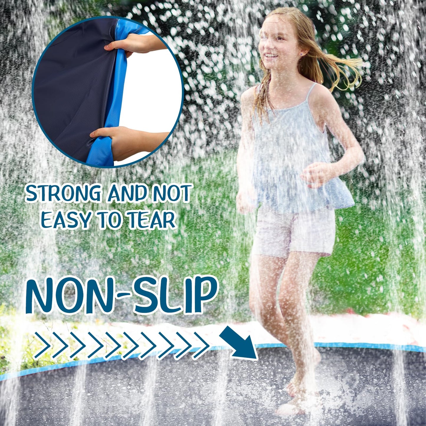 Lewtemi 8 ft Giant Nonslip Splash Pad 96 for Adult Kids and Dog, Thicken Sprinkler Pool Summer Outdoor Water Playmat for Backyard, Fun Backyard Fountain Pad(Floral)