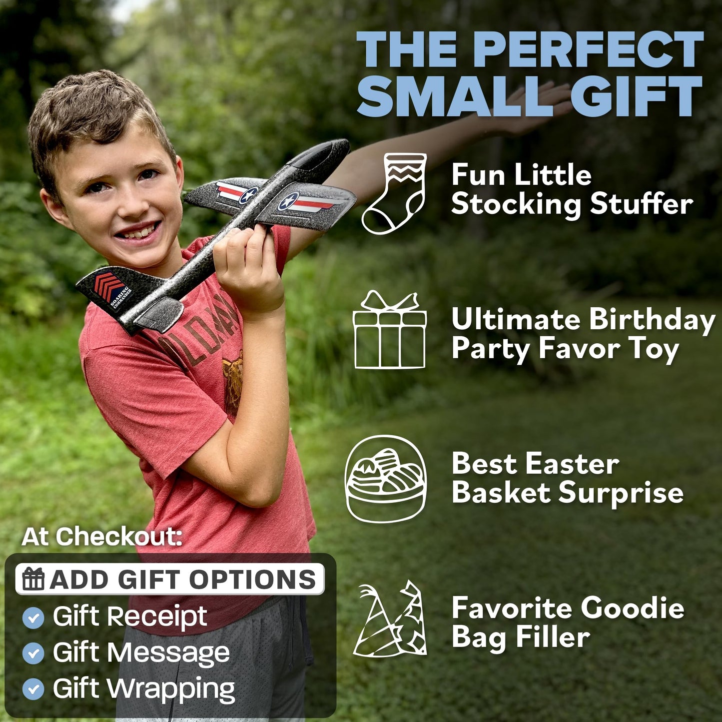 Foam Airplane Toy for Kids – Easy to Throw Glider Plane - Gifts for Boys or Girls & Birthday Gift Ideas - Soft & Safe Outdoor Toy - Summer Gifting Ideas Present Ages 3 4 5 6 7 8 9 10 11 12 +