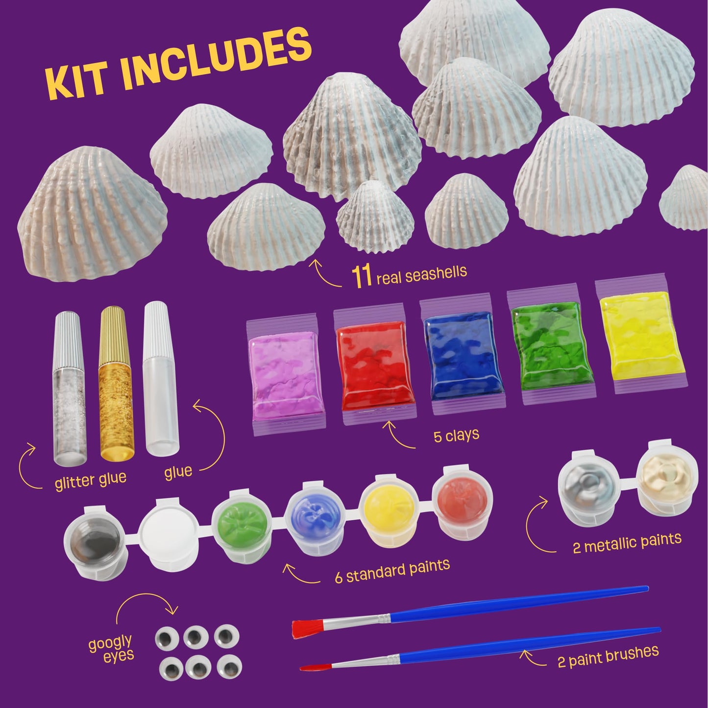 Dan&Darci Kids Sea Shell Painting Kit - Arts & Crafts for Kids - Gifts for Boys and Girls Ages 6-8, 8-12 - Craft Activities Kits - Creative Art Activity Gift Toys for Age 6 7 8 9 10 11 12 Year Old