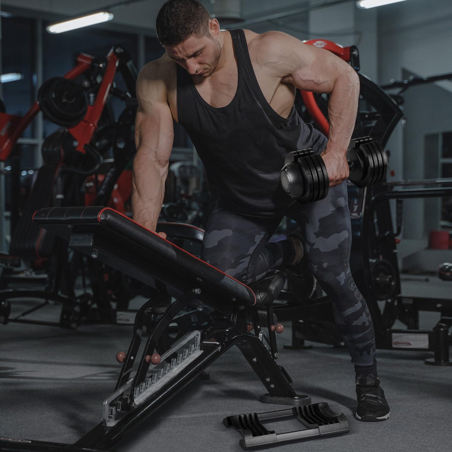 CuisinSmart Adjustable Dumbbell 52LB Free Dumbbell Weight Adjust with Handle Ideal for Full-Body Home Gym Workouts 14.70 x 8.07 x 7.68INCH Black