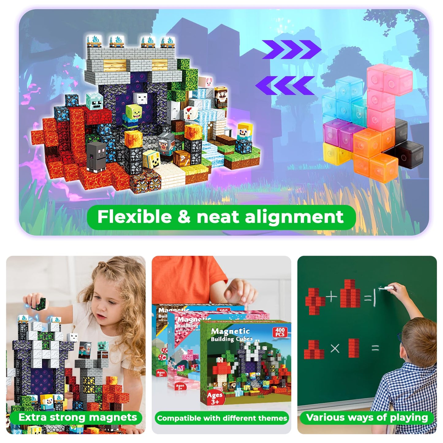 Annexfun Magnetic Blocks - 400PCS Magnetic Building Blocks Toys Forest Portal, Magnetic Tiles Kids Build Cubes 2026 Upgraded STEM Game Toys, Christmas Birthday Gifts for Boys & Girls Ages 3+