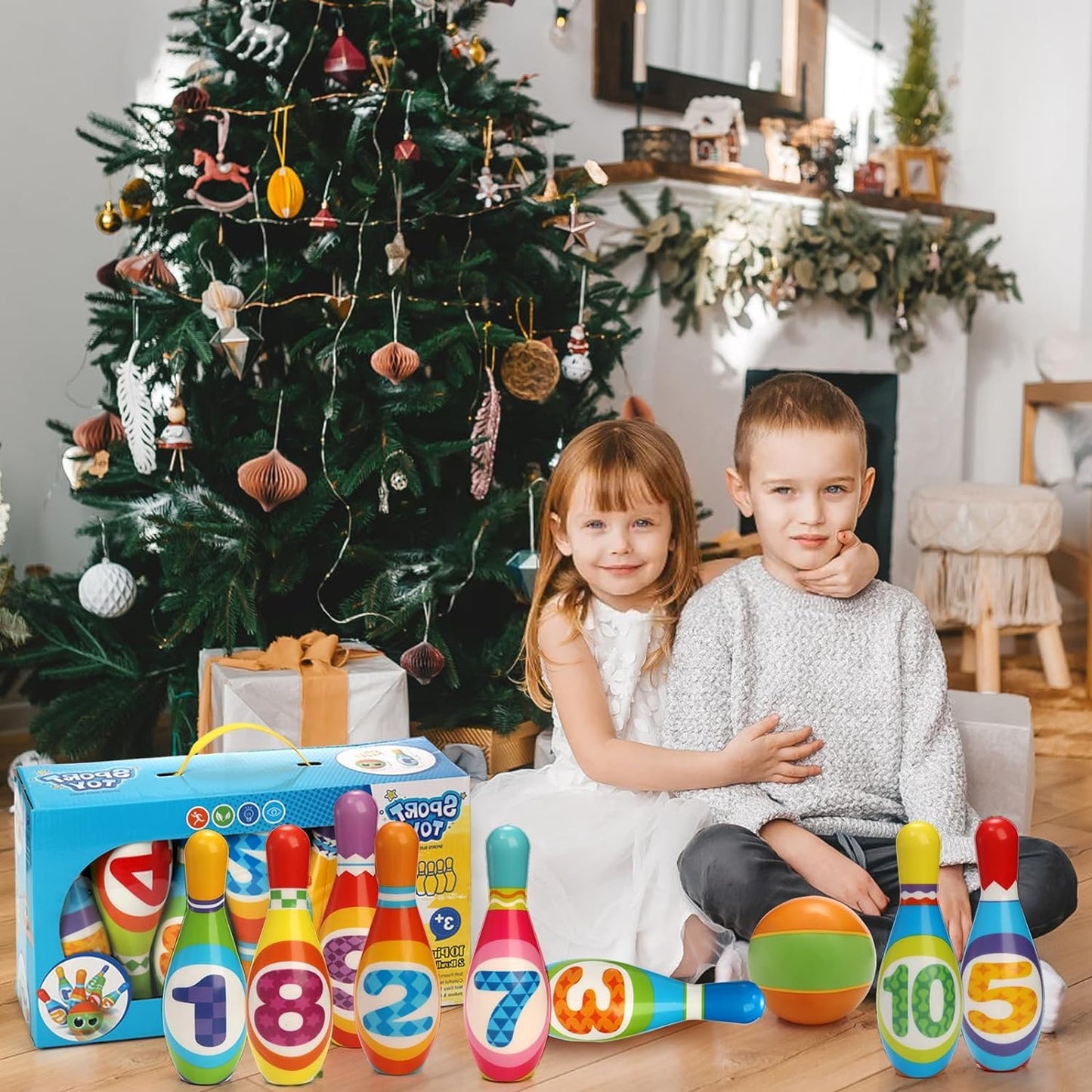 Coloch Kids Bowling Set, Indoor Bowling Game for Kids Educational Toy Game Soft Colorful 10 Foam Pin and 2 Balls Play Game Printed with Numbers for Baby Age 3+, Boys and Girls, Birthday Gift