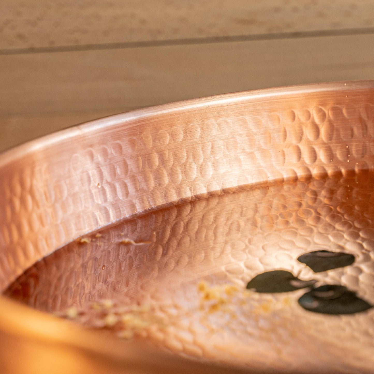 ALFIQ Handcrafted Copper Pedicure Bowl, 16 Inches, Hammered Design, Matte Finish
