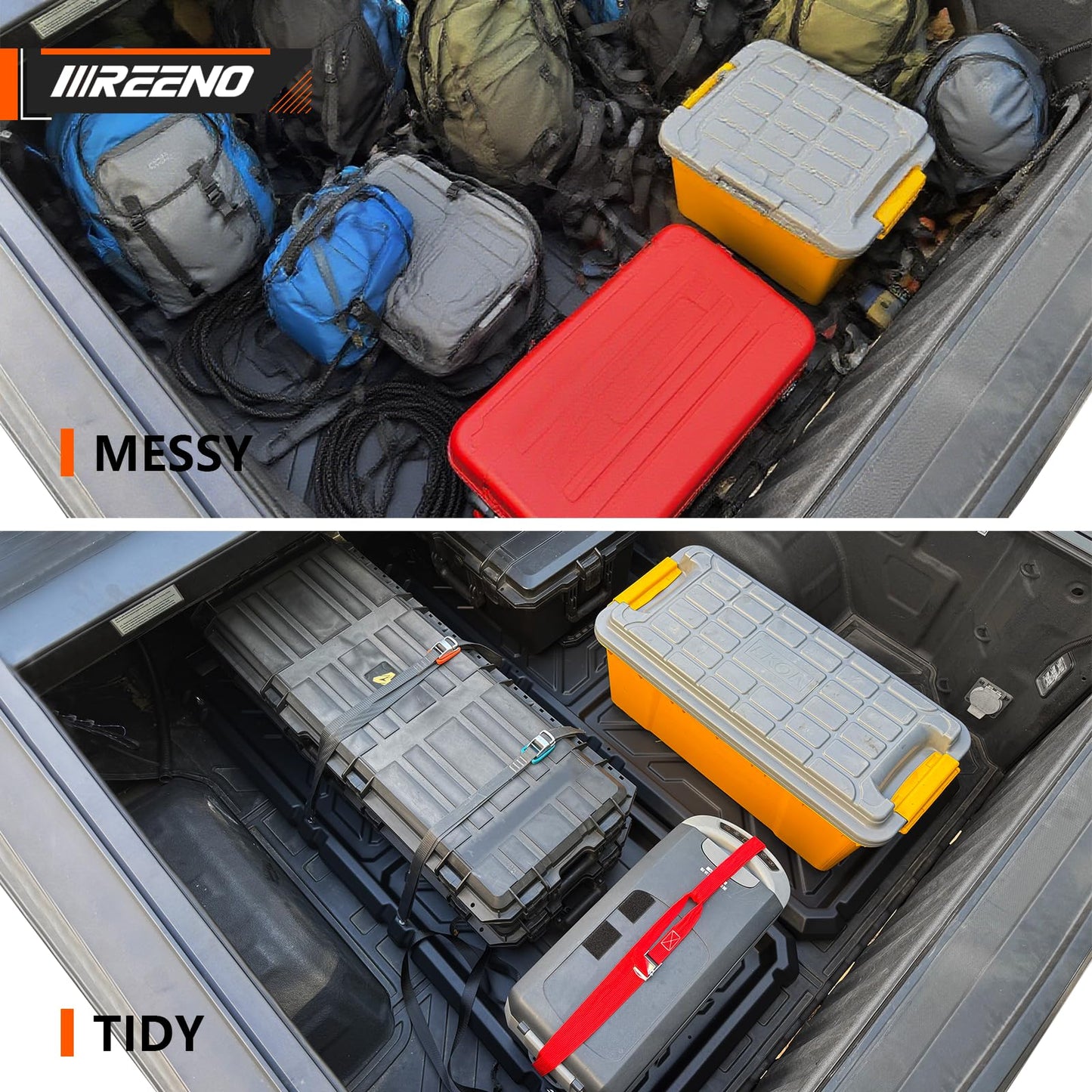 IIIREENO Slide-Out Truck Bed Organizer Tray, Heavy Duty Cargo Storage System with Easy Tailgate Access, Fits 5'7" & Longer Beds, Durable HDPE Material, No Drilling