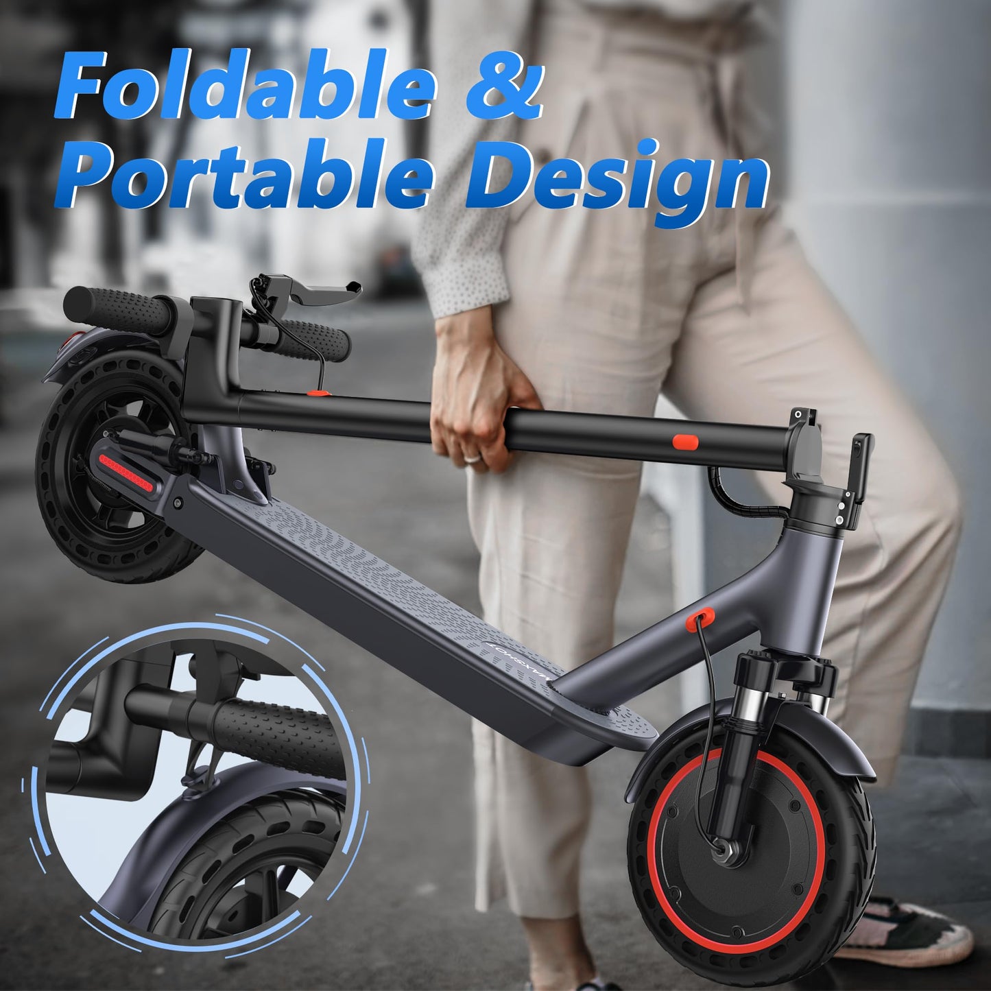 MAXSHOT Electric Scooter for Adults, 8.5/10/14" Tires, 19/22Mph, 350W/500W Motor, 21-28 Miles Range, Folding E-Scooter with Dual Suspension,APP Control