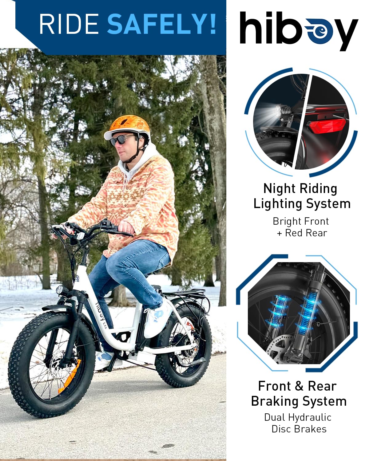 Hiboy EX6 Electric Bike for Adults with 500W Power Motor, 25mph Speed | 48V Removable Battery | 20" Electric Bicycle | Shimano 7-Speed | Front Suspension | Includes Phone Mount | Glossy Black