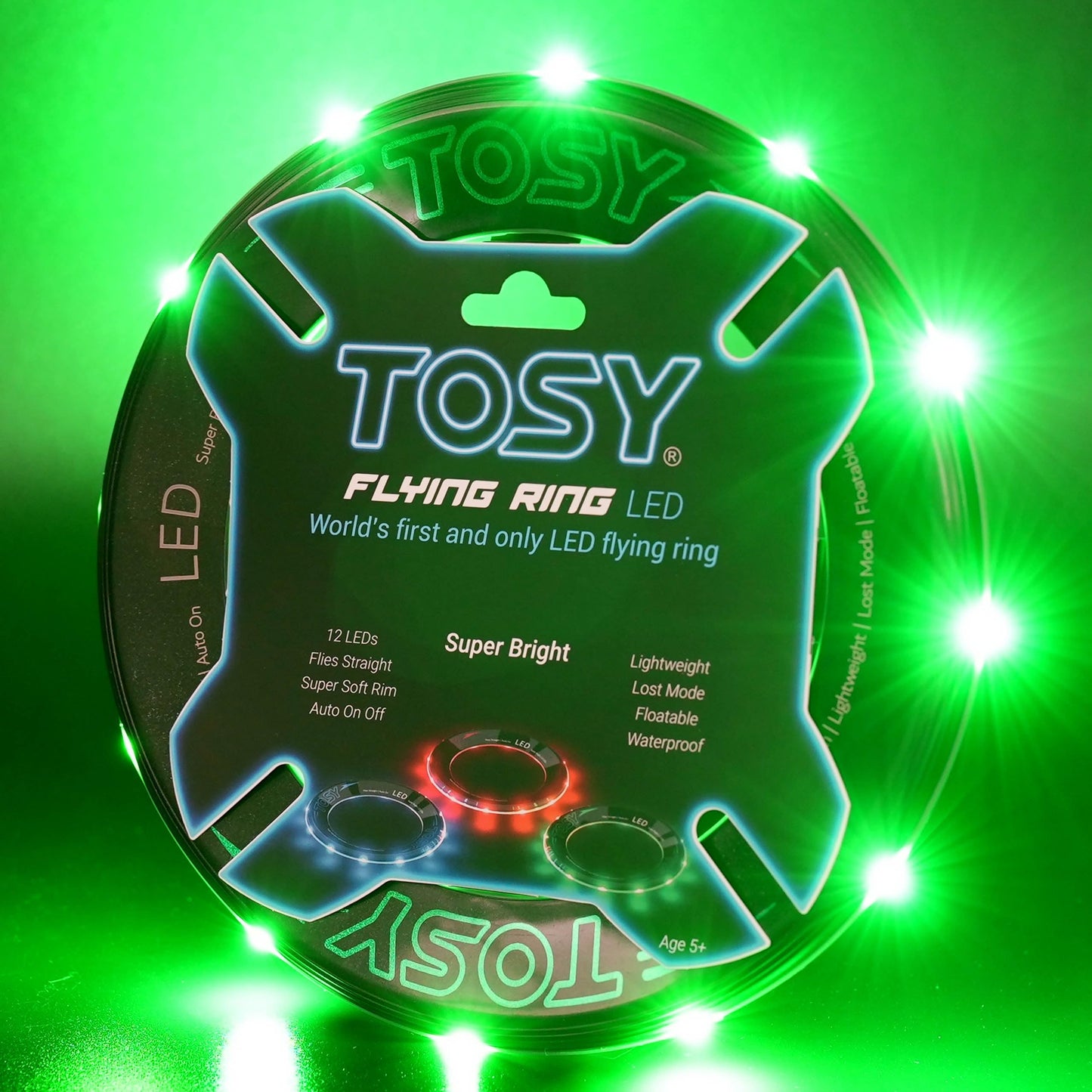 TOSY Bundle of 3-2X Green + Blue - Flying Ring 12 LEDs Super Bright