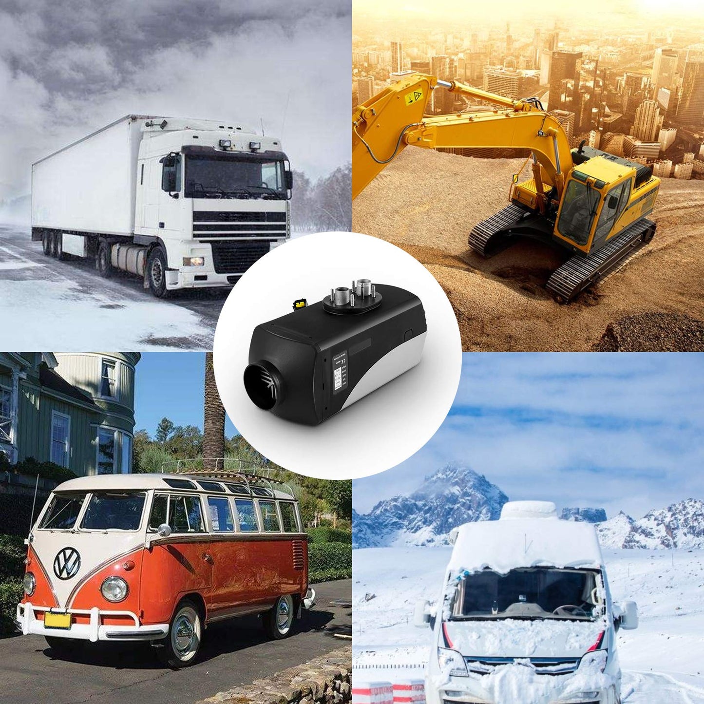 Fiberfly Diesel Heater 5KW, 15L Tank, Diesel Air Heater 12V, Muffler, Diesel Parking Heater with LCD Thermostat Monitor of Plateau Version & Remote Control for RV, Trailer, Boat, Truck and Motor-home