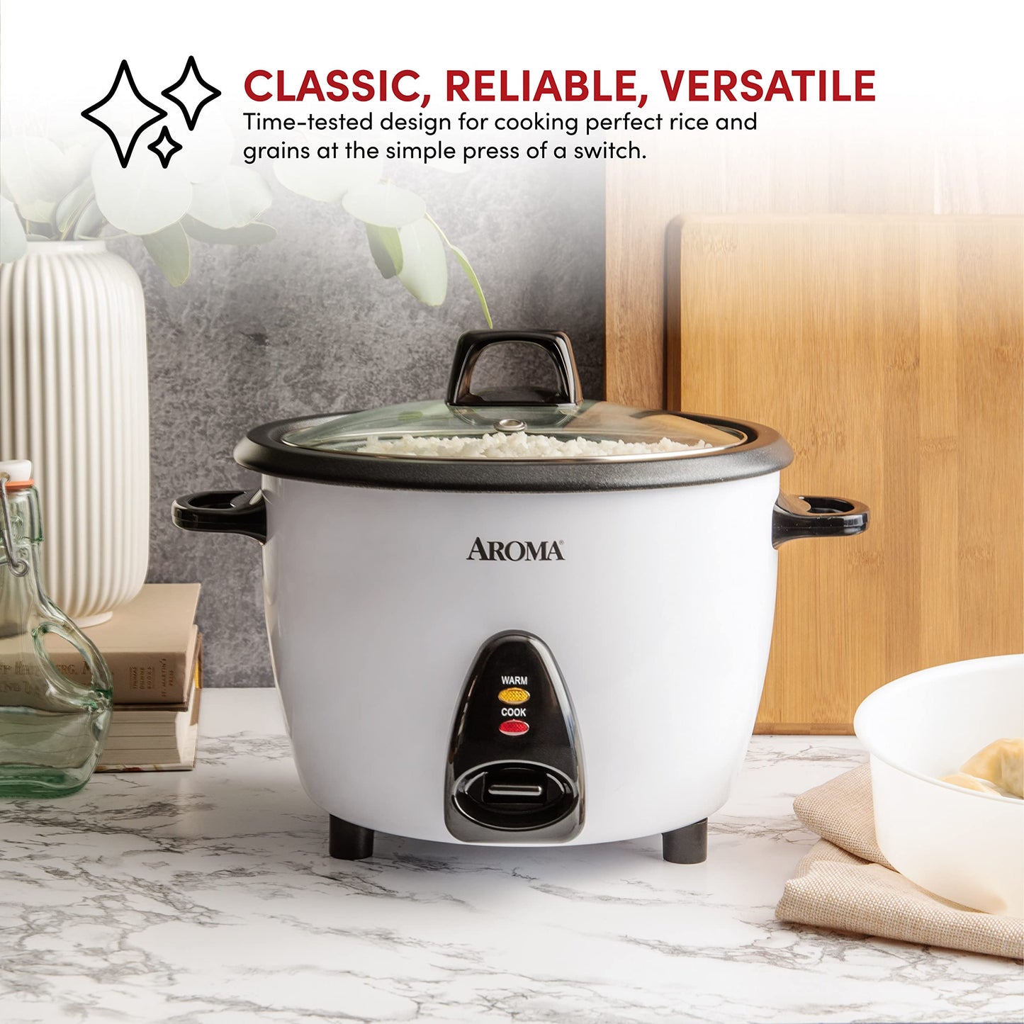 Aroma Housewares 60-Cup (Cooked) (30-Cup UNCOOKED) Commercial Rice Cooker, Stainless Steel Exterior (ARC-1130S) & ARC-360-NGP 20-Cup Pot-Style Rice Cooker & Food Steamer, White