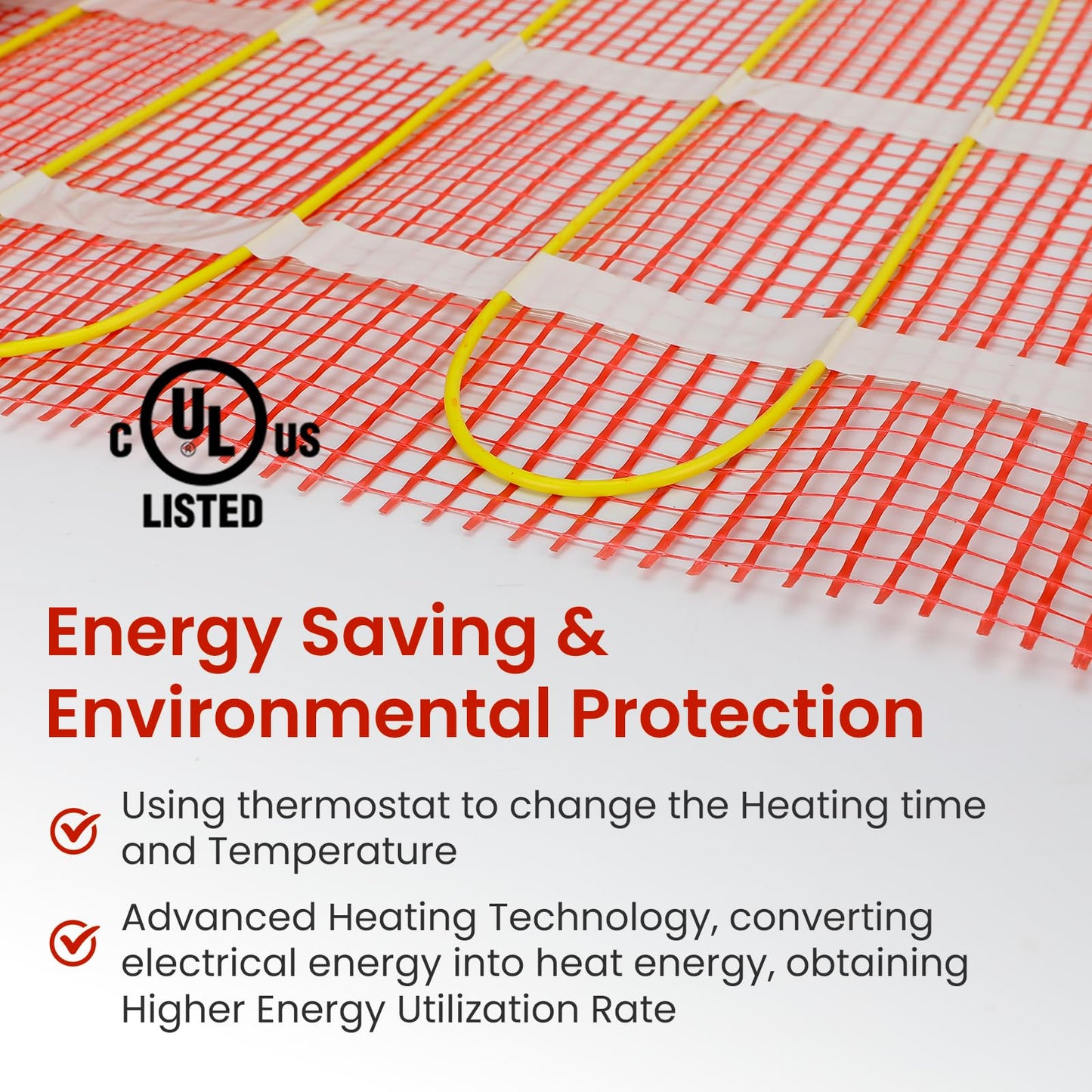 100 sqft HEATIT Warmmat Electric Radiant Self-adhesive Floor Heat Heating System & ET-72 Thermostat & Alarm Monitor