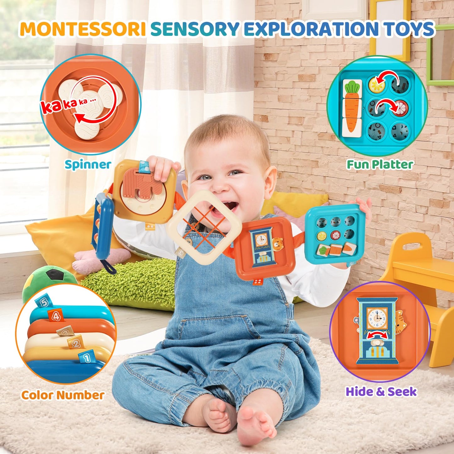 Dilovely Busy Board for 1 Year Old, Travel Toys for Toddlers 1-3, Montessori Busy Board - Car Airplane Essentials, Sensory Activity Cube Birthday Gifts for Baby Infant Boy Girl