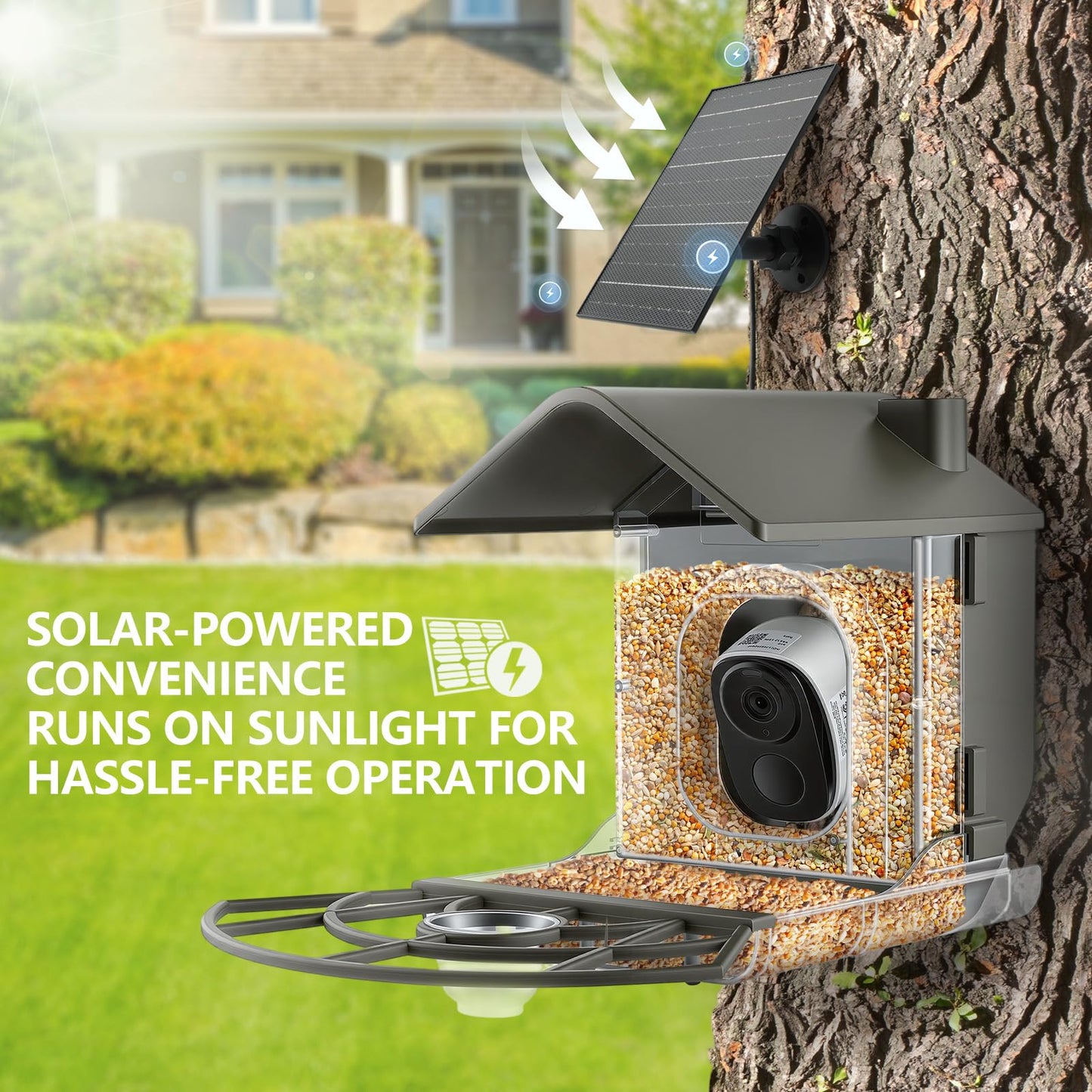 OBVADE Smart Bird Feeder with Camera 4K Ultra Hd Solar Bird Feeder for Outdoors with Camera Bird House with Camera Ai Identification for 10,000+ Species, Real-Time Alerts & Night Vision