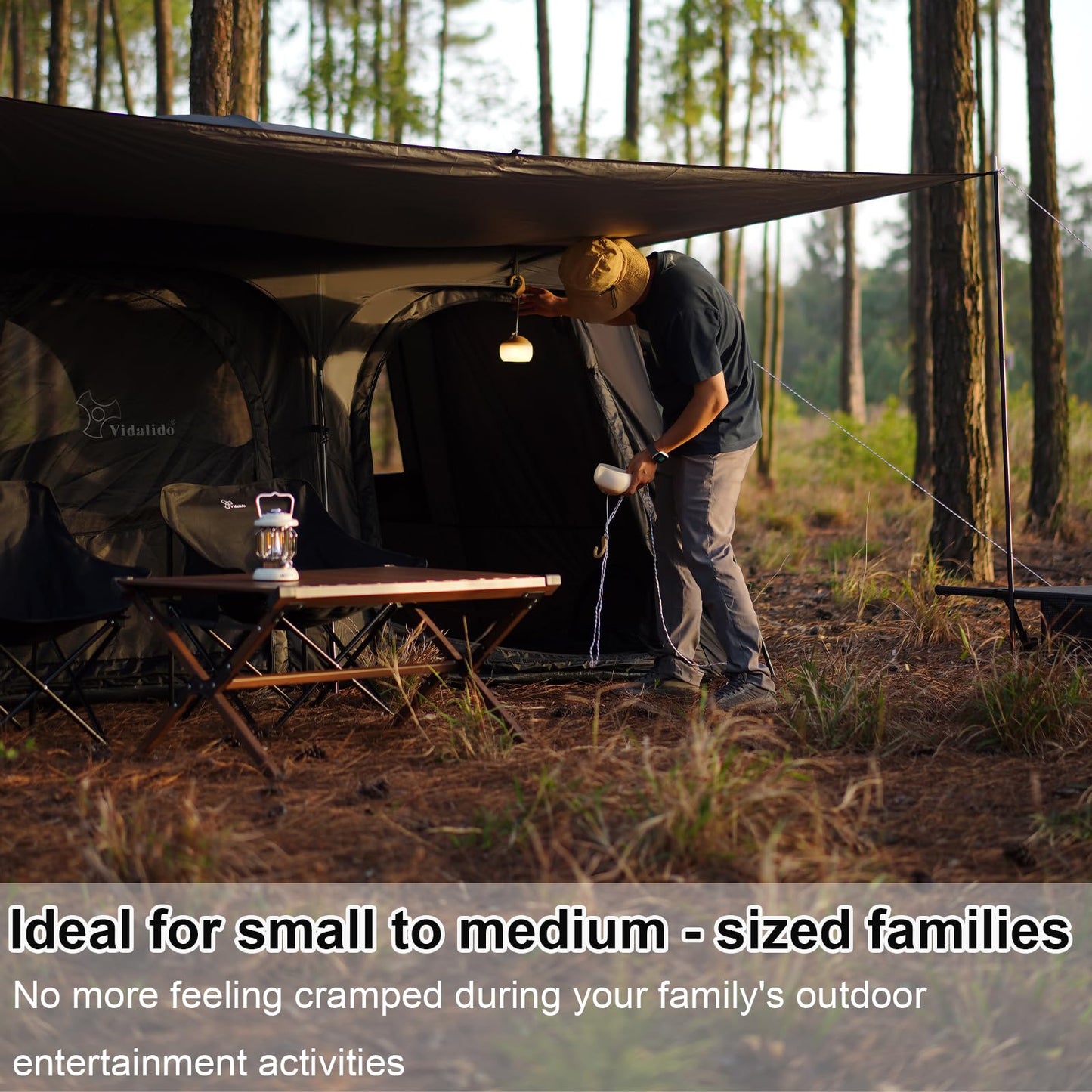 Vidalido Tents，3-4 Person Camping Tent with Extended Vestibule，Weather Resistant Family Tents with Breathable Mesh Windows，Easy Install Waterproof Outdoor Tent for Backpacking and Camping Hiking