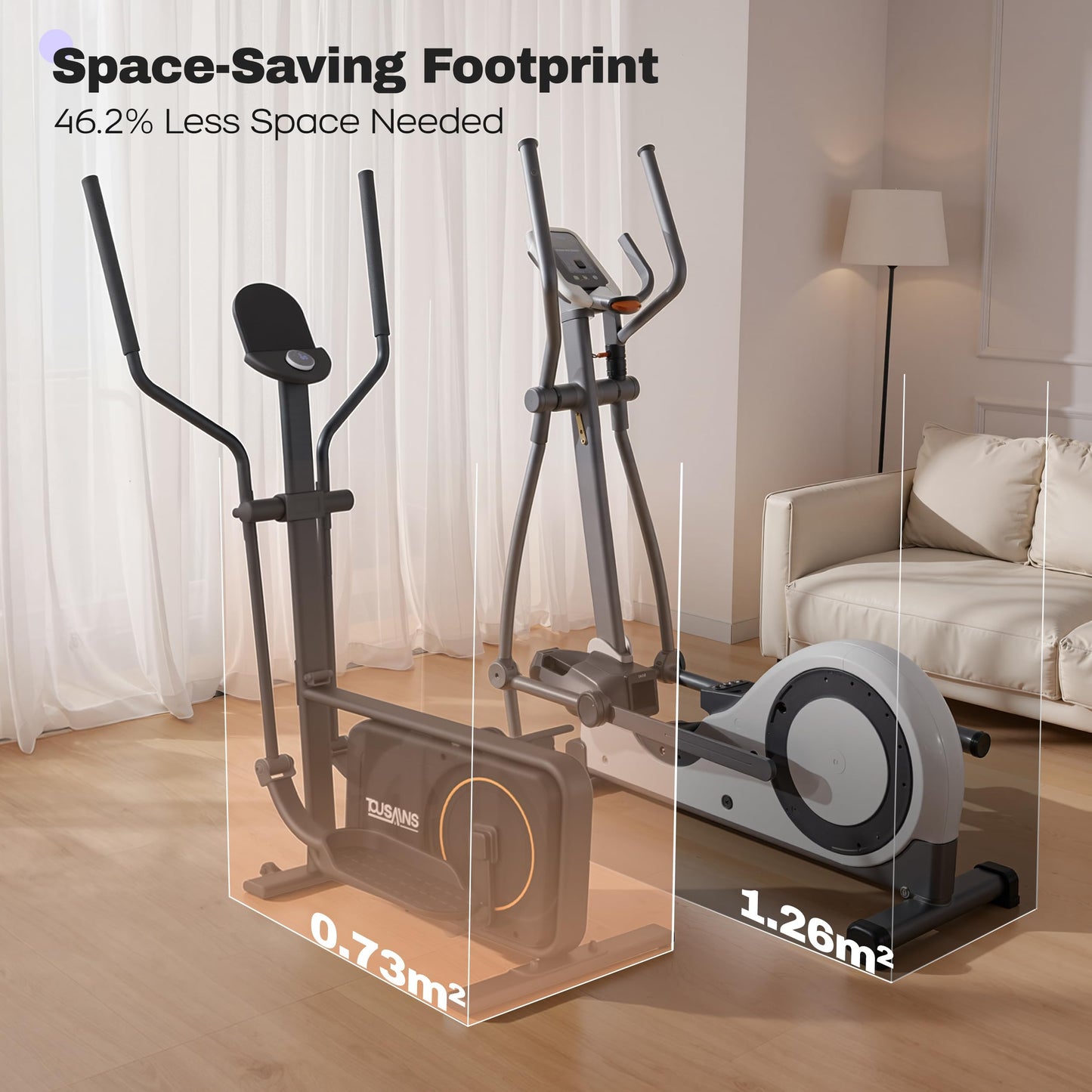TOUSAINS Elliptical Trainer ET3,32 Magnetic Resistance Levels,Elliptical Machine for Home with Compact Design,Hyper-Quiet Magnetic Driving System 265lbs Max Capacity