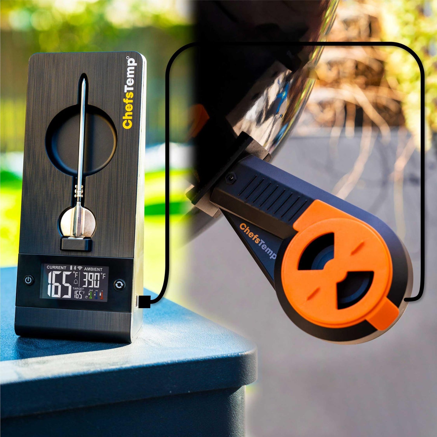 ChefsTemp ProTemp 2 Plus Needle Probe Wireless Meat Thermometer with Temperature Controller Unlimited Range Bluetooth & WiFi Enabled Smart Cooking Smoker Grilling BBQ Oven Kitchen (Stand + 1 Probe)