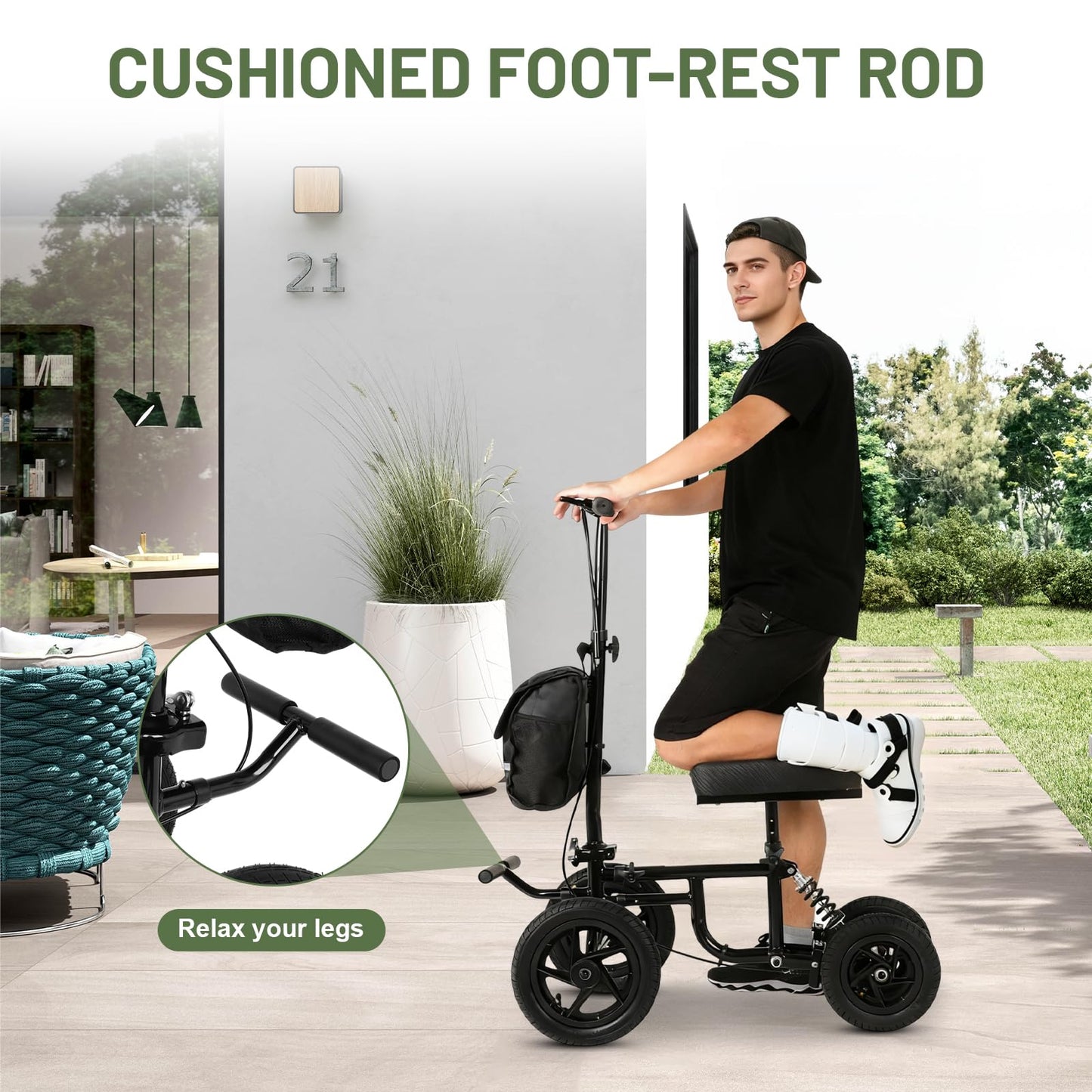 FAHKNS Mobility All Terrain Knee Scooter Walker for Foot Injuries: Adult Broken Leg Crutch Cart Roller for Surgery,Broken Foot,Ankle Injury,Kneeling Rolling Steerable Seated Wheel Scooter