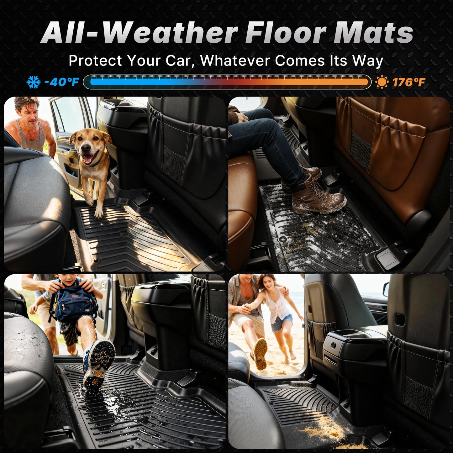 OEDRO Floor Mats for 2024-2013 Toyota 4Runner 7 Seater, Custom Fit TPE All-Weather 4Runner Car Mats Includes 1st, 2nd Row & 3rd Row Floor Liners, Black
