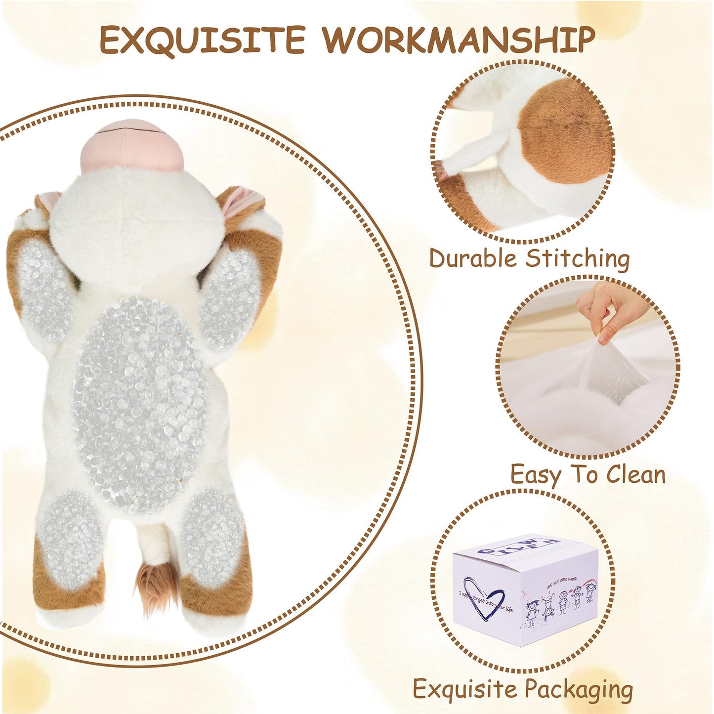 GILFWM Weighted Stuffed Animals Cow - 20.5" Cute Toy Pillow Plushie Gifts for Kids Boys Girls & Adults, 3 lbs Soft Washable Plush Pillowfort
