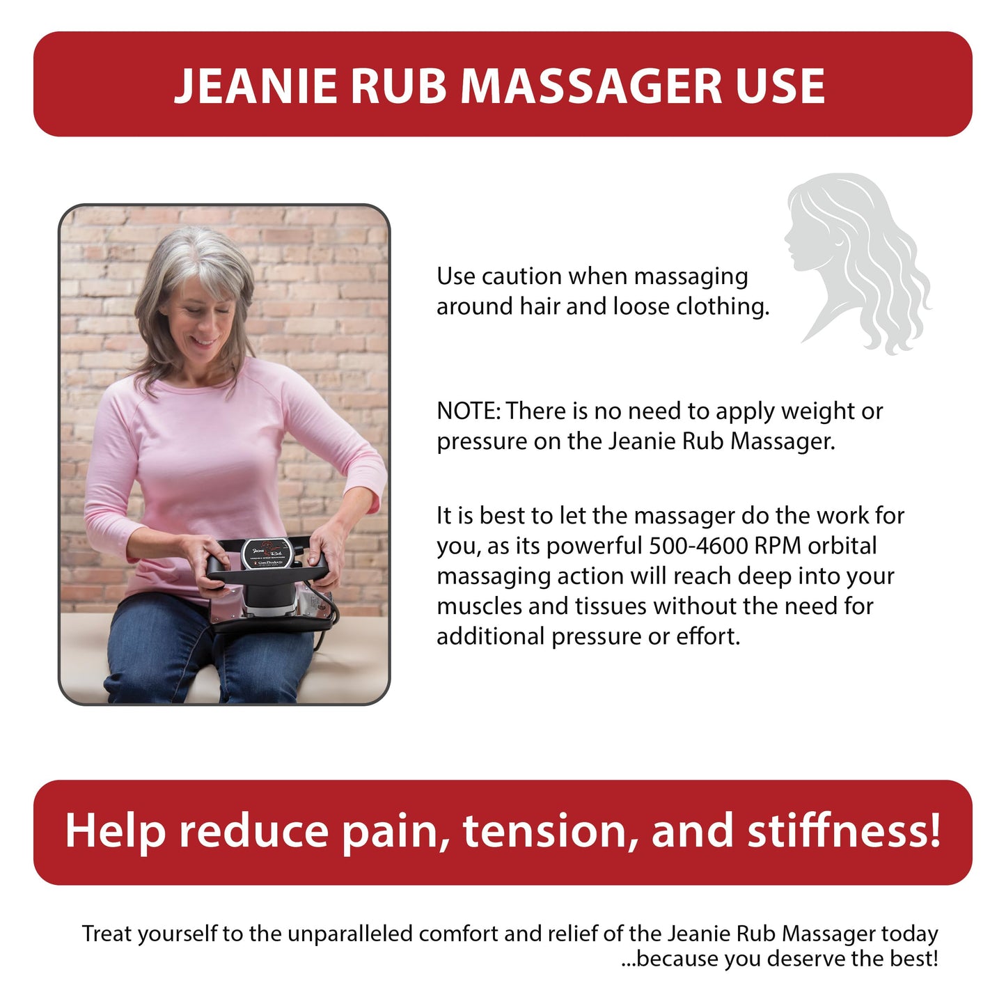 Core Products Jeanie Rub Variable Speed Massager, Deep Tissue Back Massager for Pain Relief, Body Massager for Shoulder Massage, Lumbar, Neck, Lower Back & Cellulite Massage