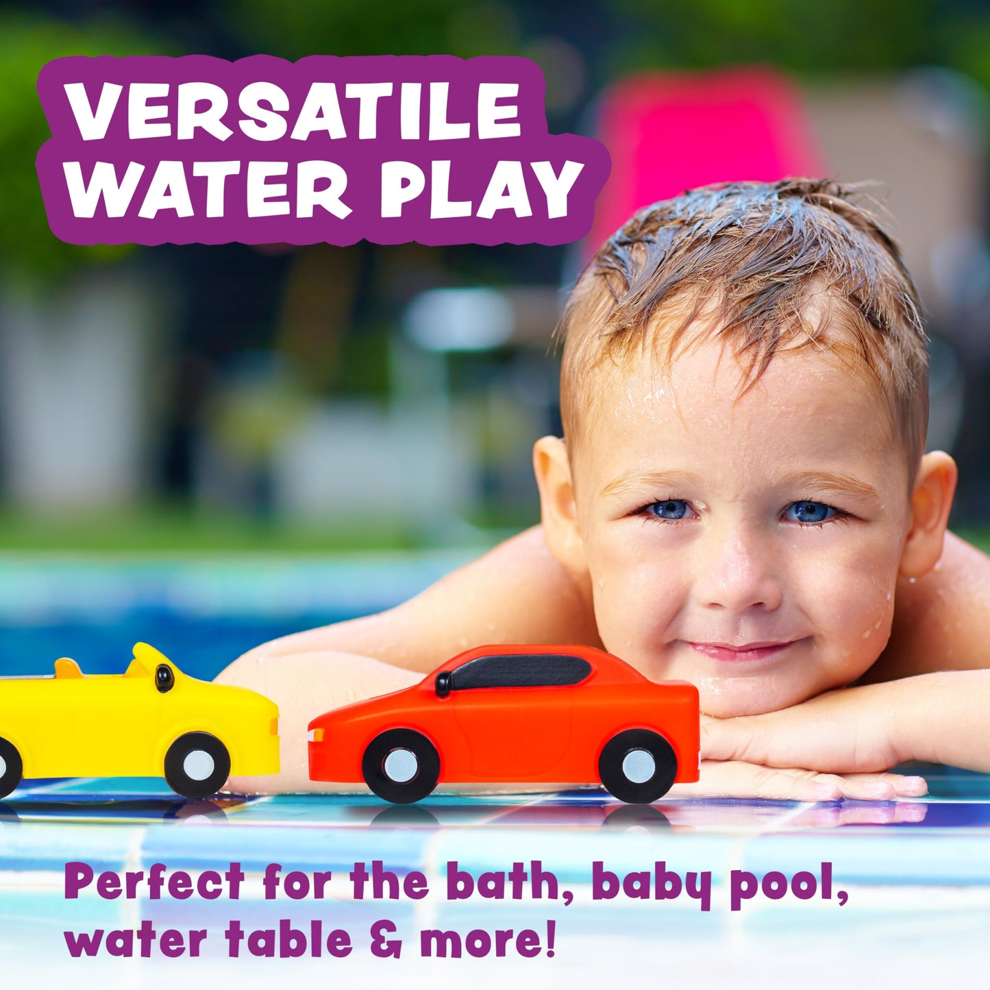 Tub Works® Everyday Cars™ Watertight Baby Bath Toys, 6 Pack | Sealed, No Hole Bath Toys Design Keeps Moisture Out | Soft, Squeezable & Floating Fun | Infant, Baby & Toddler Bath Toys | Car Tub Toys