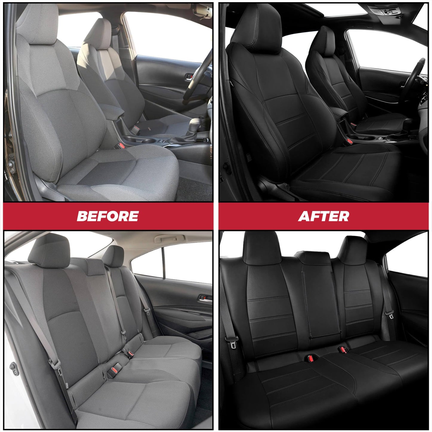 FREESOO for Toyota Corolla Seat Covers 2020-2026 SE/SE Apex Nightshade & 2023-2025 XSE & 2025 FX, Custom Car Seat Covers, Waterproof Seat Covers for Cars, Leather Car Seat Cover, Black Full Set
