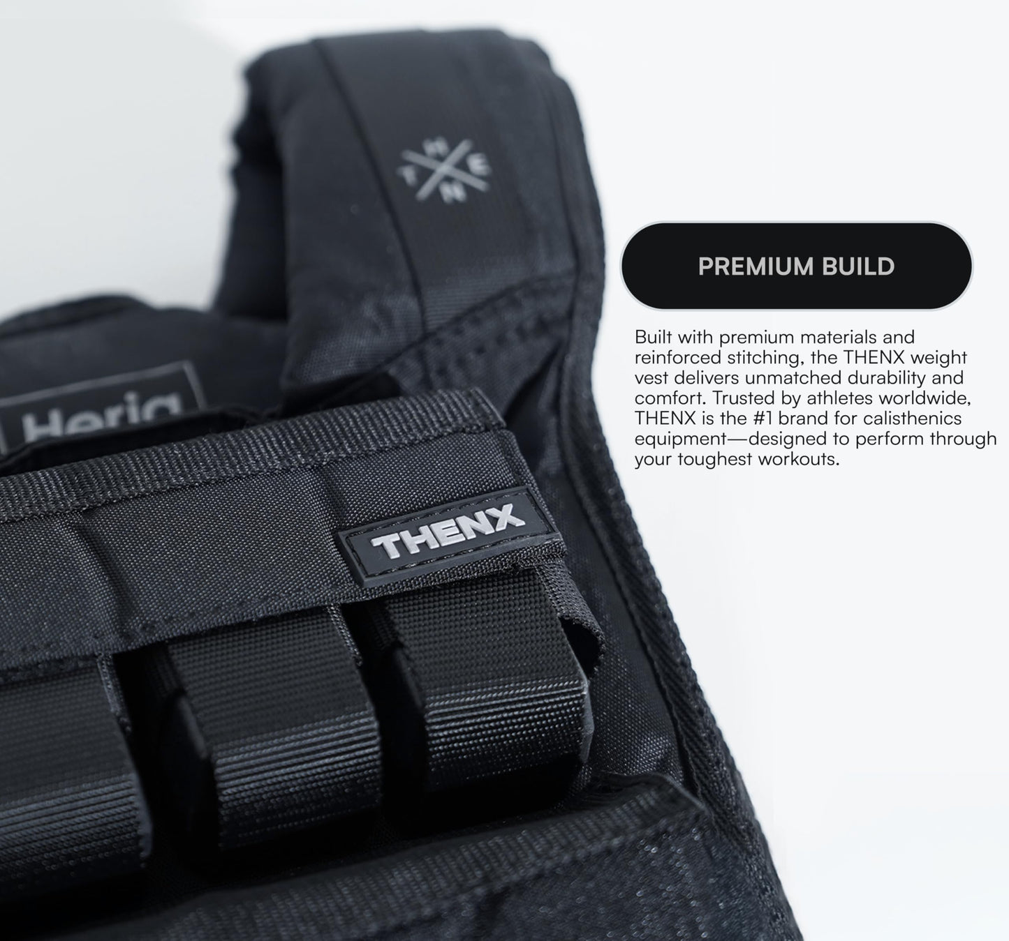 THENX Weighted Vest by Chris Heria – Adjustable Workout Vest for Men & Women – Calisthenics, Fitness, Running, Cross Training & Strength Training – Ergonomic Fit with Removable Weights – Black (Black, 40 lb)