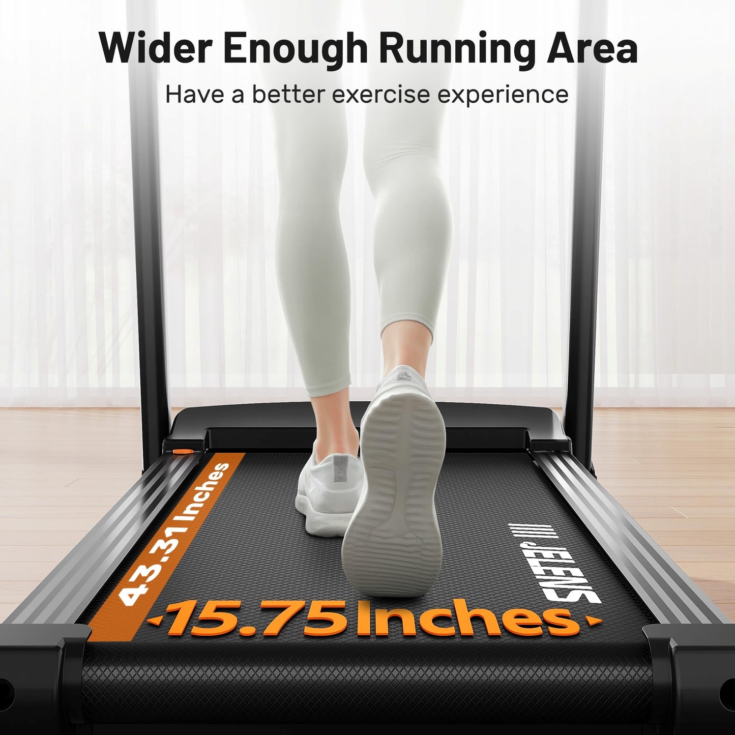 JELENS Treadmill for Home with 0-15% Auto Incline, Foldable Walking Pad Treadmill with 330LBS Weight Capacity and Pulse Sensors, 3.0HP Quiet Walking Pad with App and LCD Display (Black)