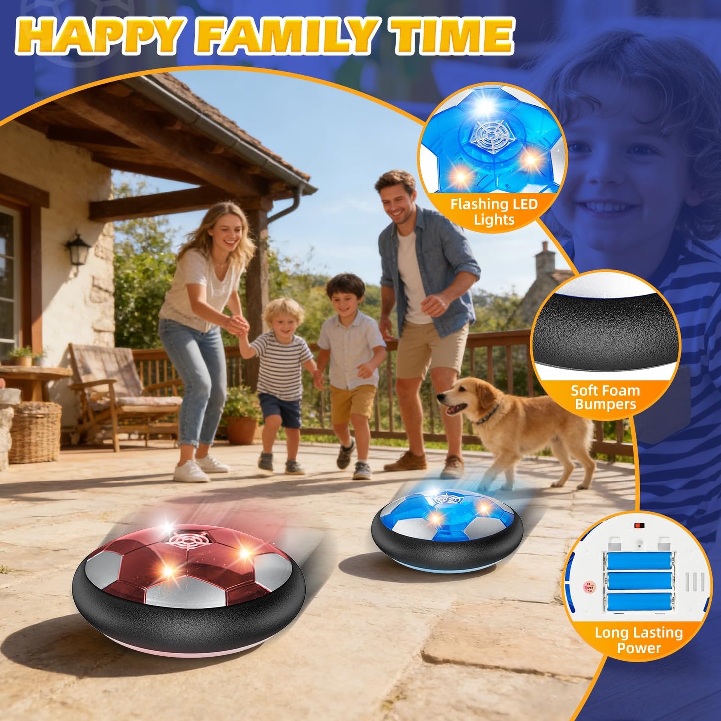 2Pcs LED Hover Soccer Ball Indoor Toys for 3-12 Year Old Boys Girls Christmas Birthday Gifts for 3 4 5 6 7 8 9 10 Years Old Kids Air Floating Soccer Toy Toddler Games Foam Bumper
