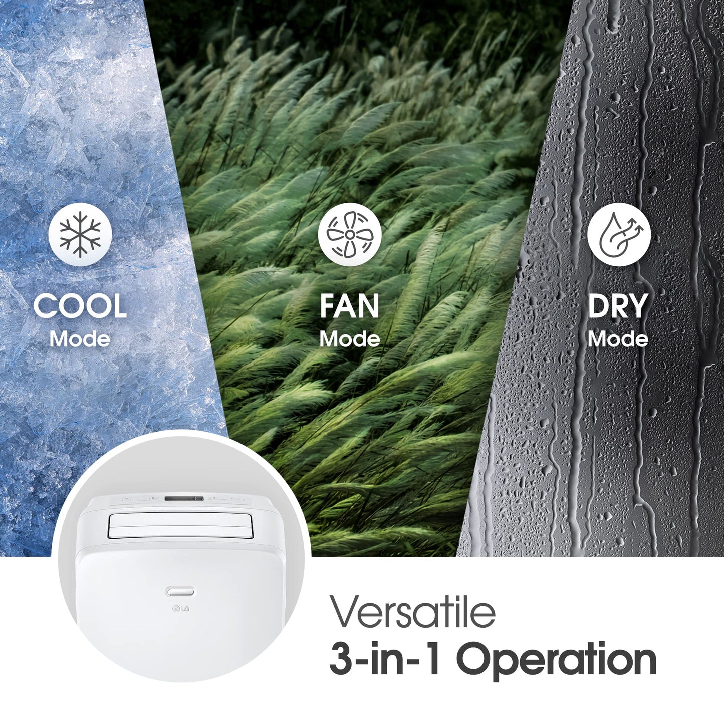 LG 7000 BTU (DOE) / (10500 ASHRAE) Portable Air Conditioners Cools 300 Sqft Easy Install & Remote Control LCD Display Eco-friendly Small Room Air Conditioner AC Unit Cool Home White LP0723WSR