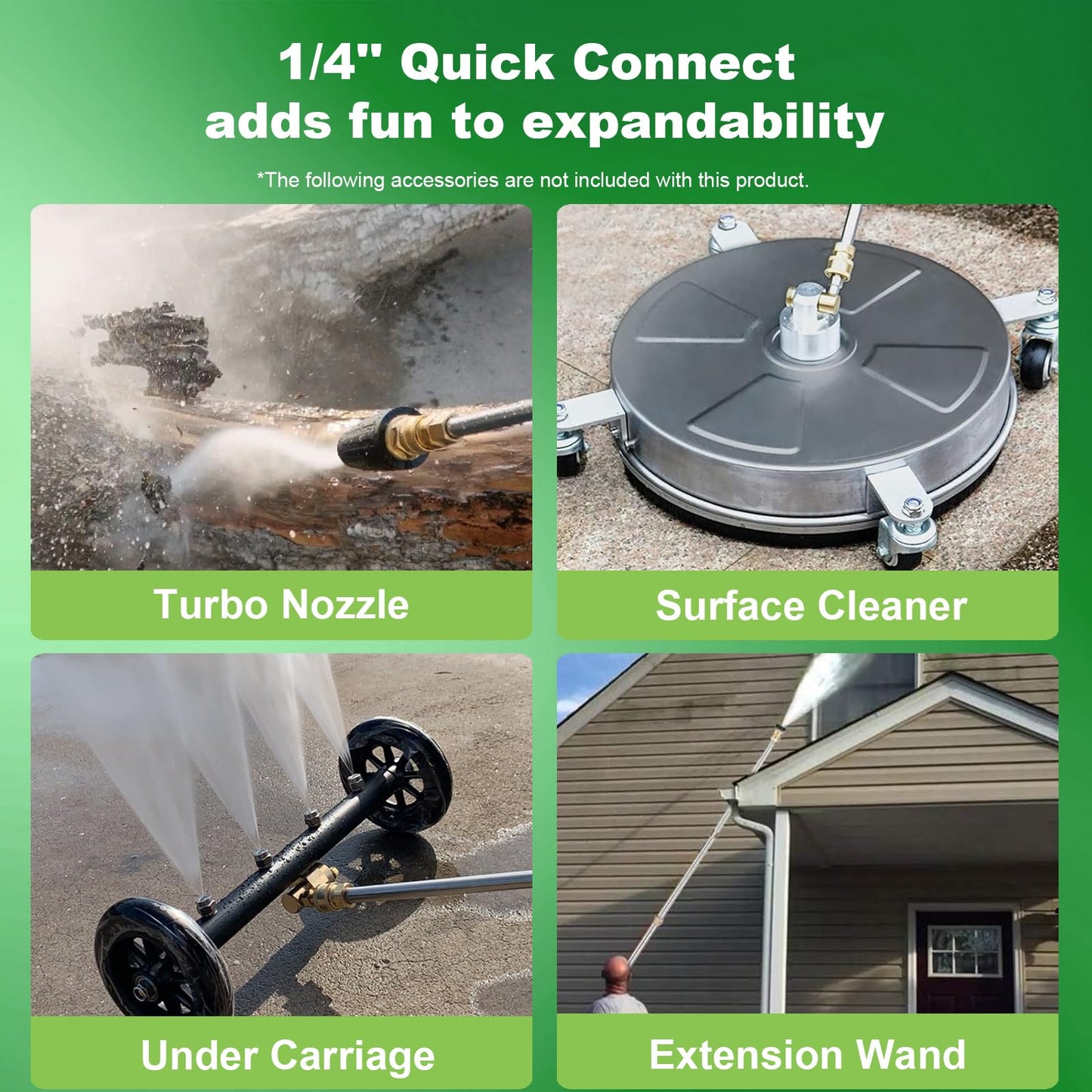 Commowner Pressure Washer 5001PSI Power Washers Powered with 33ft Pressure Hose, 4 Nozzle and Foam Cannon, powerwashers for Home, Cars, Fences, Patio, Green