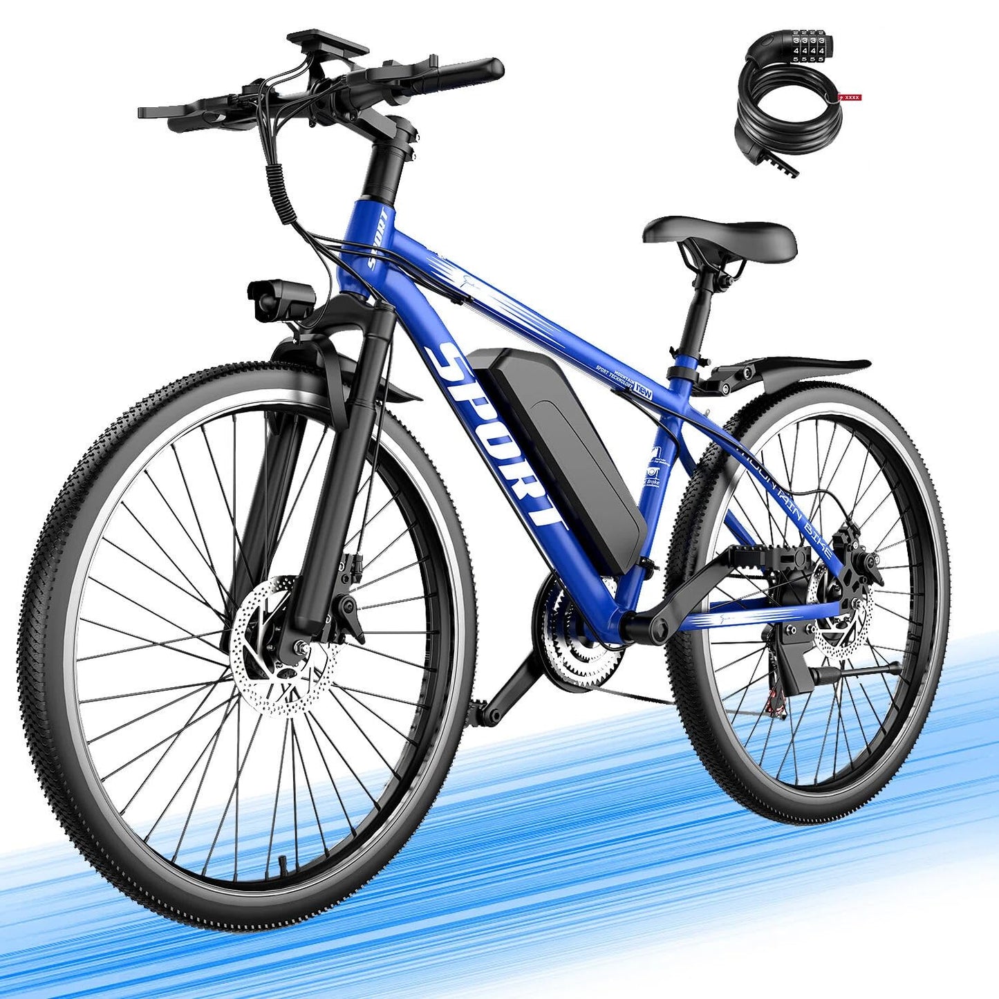 ASKGO Electric Bike for Adults, 1500W Peak Mountain Ebike with 28 MPH, 65 Miles Range, 7 Speeds, 48V 10.4Ah Removable Battery 26" Ebike for Commute