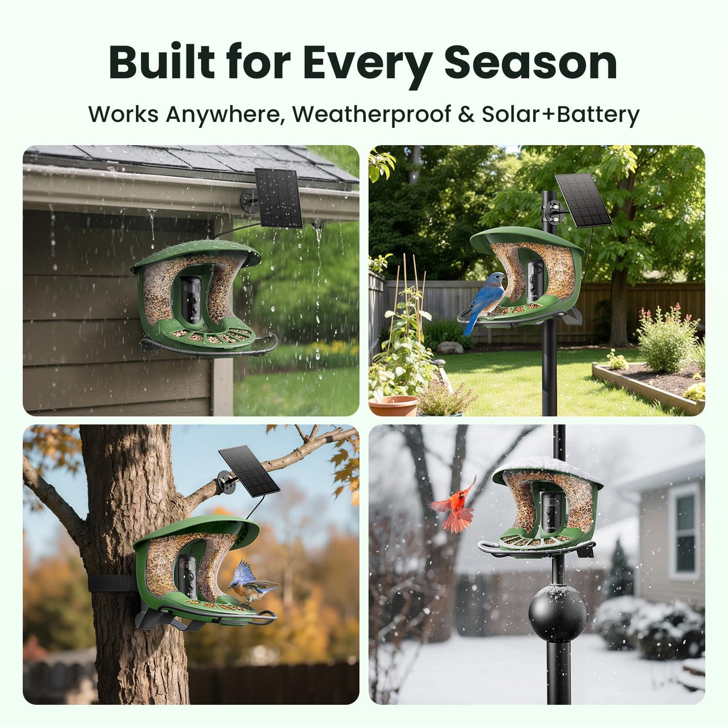 Birdfy 2 Smart Bird Feeder with Camera, AI Identifies 6000+ Bird Species, Dual-Lens 2K+1080P Camera for Live Streaming & Close-Up Photos, Solar-Powered Backyard Birdwatching Gift for Christmas