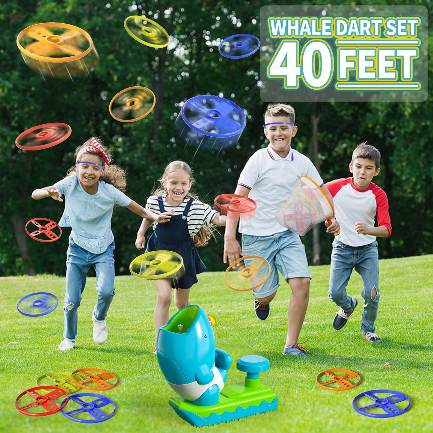 KukuFun Outdoor Toys for Kids Boys Ages 3-5 4-8, Flying Disc Launcher Outside Toys Gifts for 3 4 5 6 7 8 Year Old Kids, Ideas Outside Outdoor Game for Toddlers Boys Ages 3-5 6-8 5-7