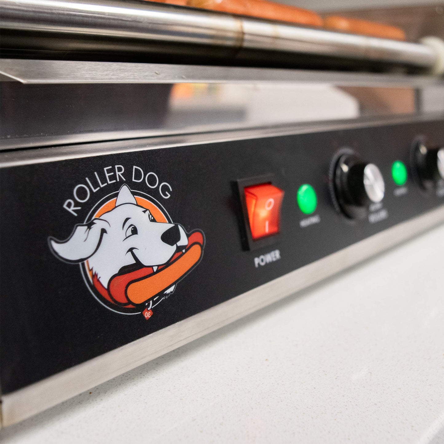 RollerDog Funtime RDB12SS Stainless Steel Non Stick Hot Dog Roller Grill with Drip Pan with Dual Temperature Controls