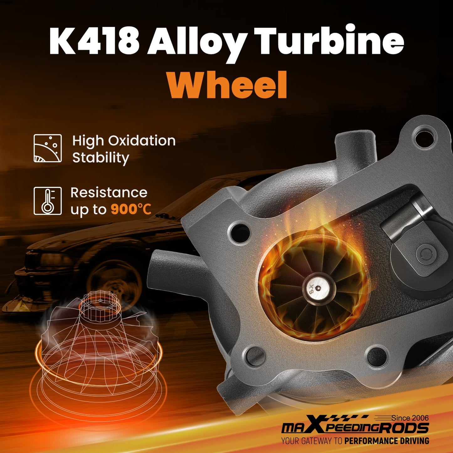 maXpeedingrods Turbo Turbocharger K0422-582 for Mazda CX-7 Speed 3 6 2.3L 2006-2014, DISI L3-VDT Engine, 53047109904 53047109907, Basic PVL Series