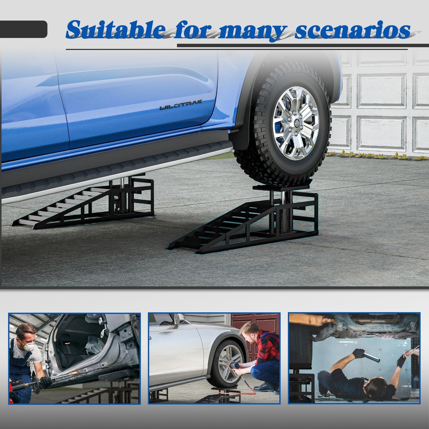 2 Pack Hydraulic Car Ramps 5 T 10000 LBS Low Profile Car Lift Service Ramps Truck Trailer Garage,Height Hydraulic Vehicle