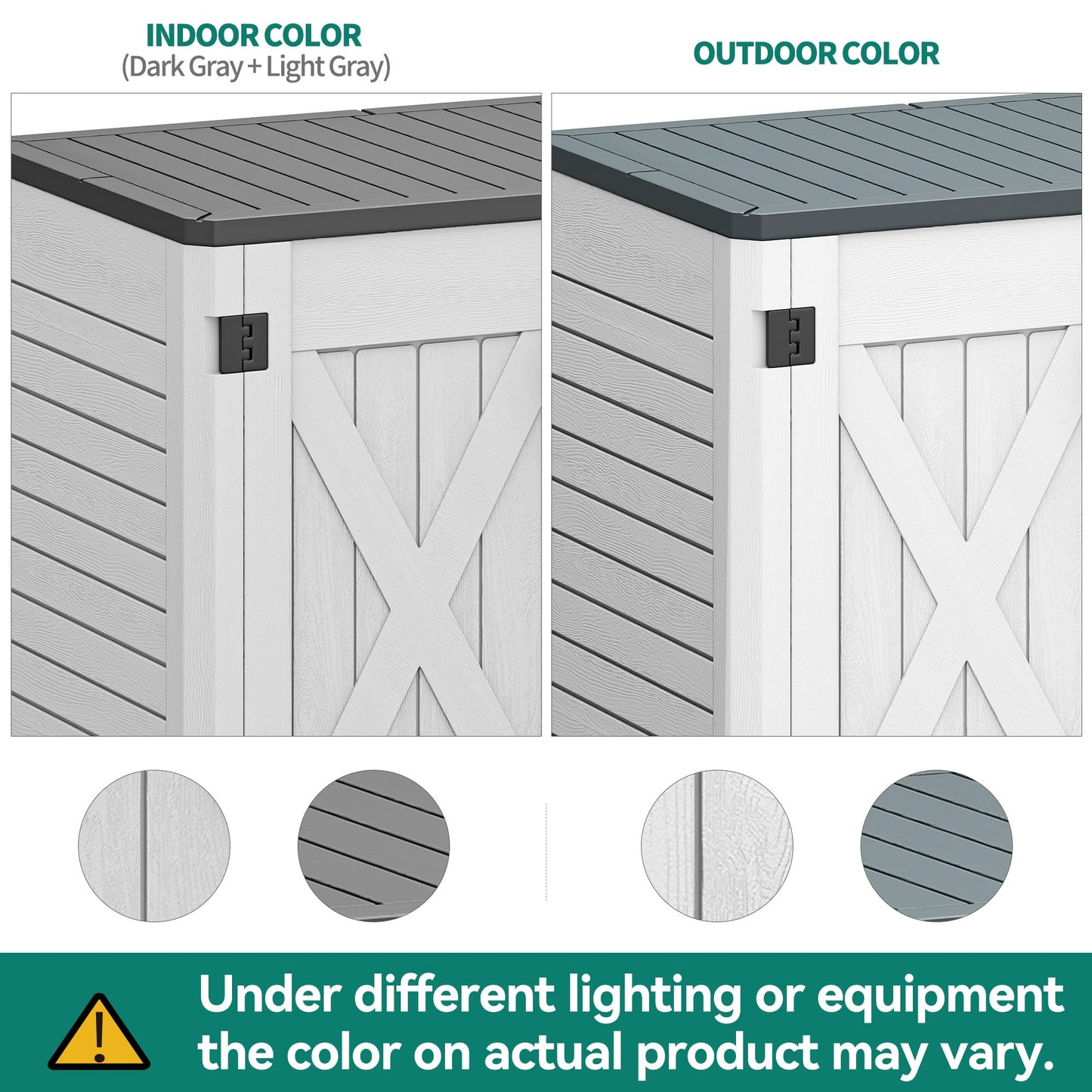 YITAHOME Outdoor Horizontal Storage Shed with X-Shaped Lockable Door, 35 Cu Ft Weatherproof Resin Tool Shed w/o Shelf, Ideal for Bike, Trash Cans, Garden Tools, Lawn Mowers, Light Gray